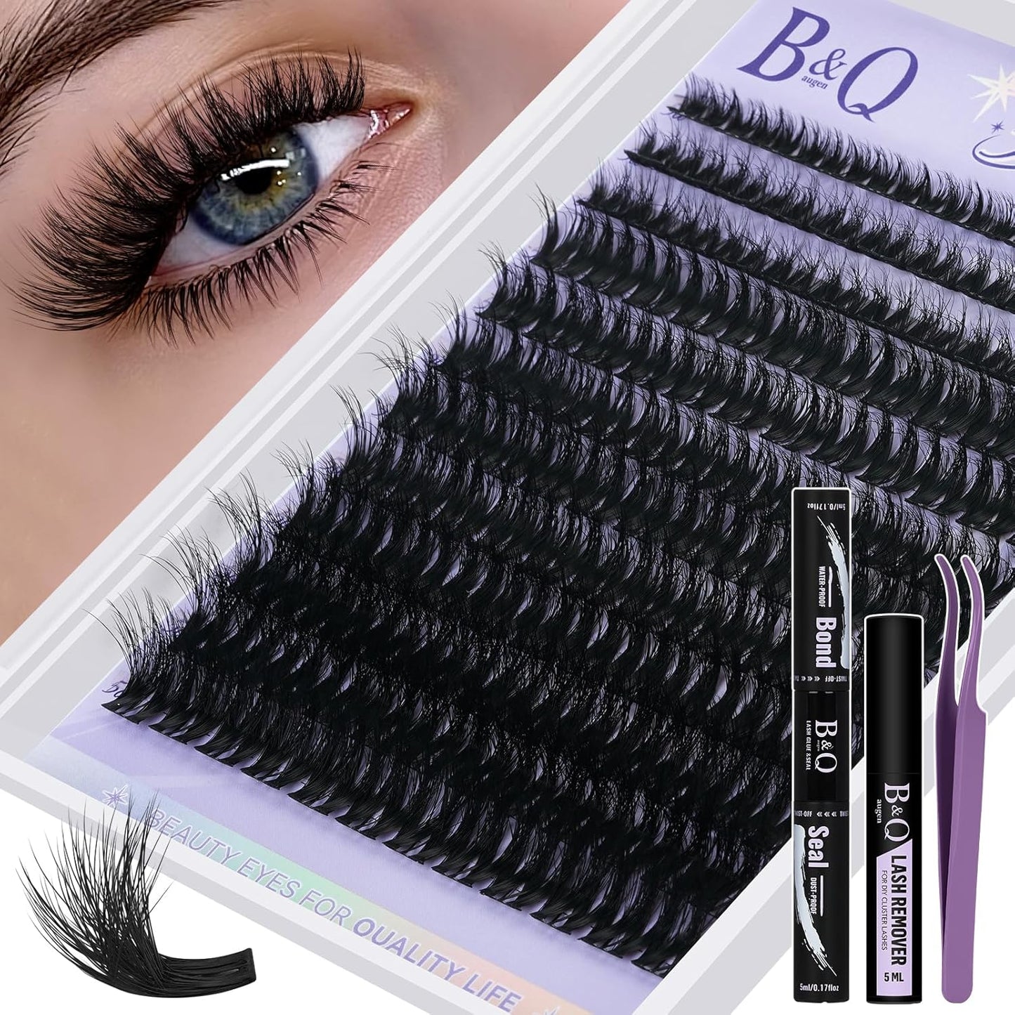 Lash Clusters - Fluffy Wispy Voluminous 144 PCS | Lightweight Feathered Eyelash Extensions 8-18mm, Waterproof