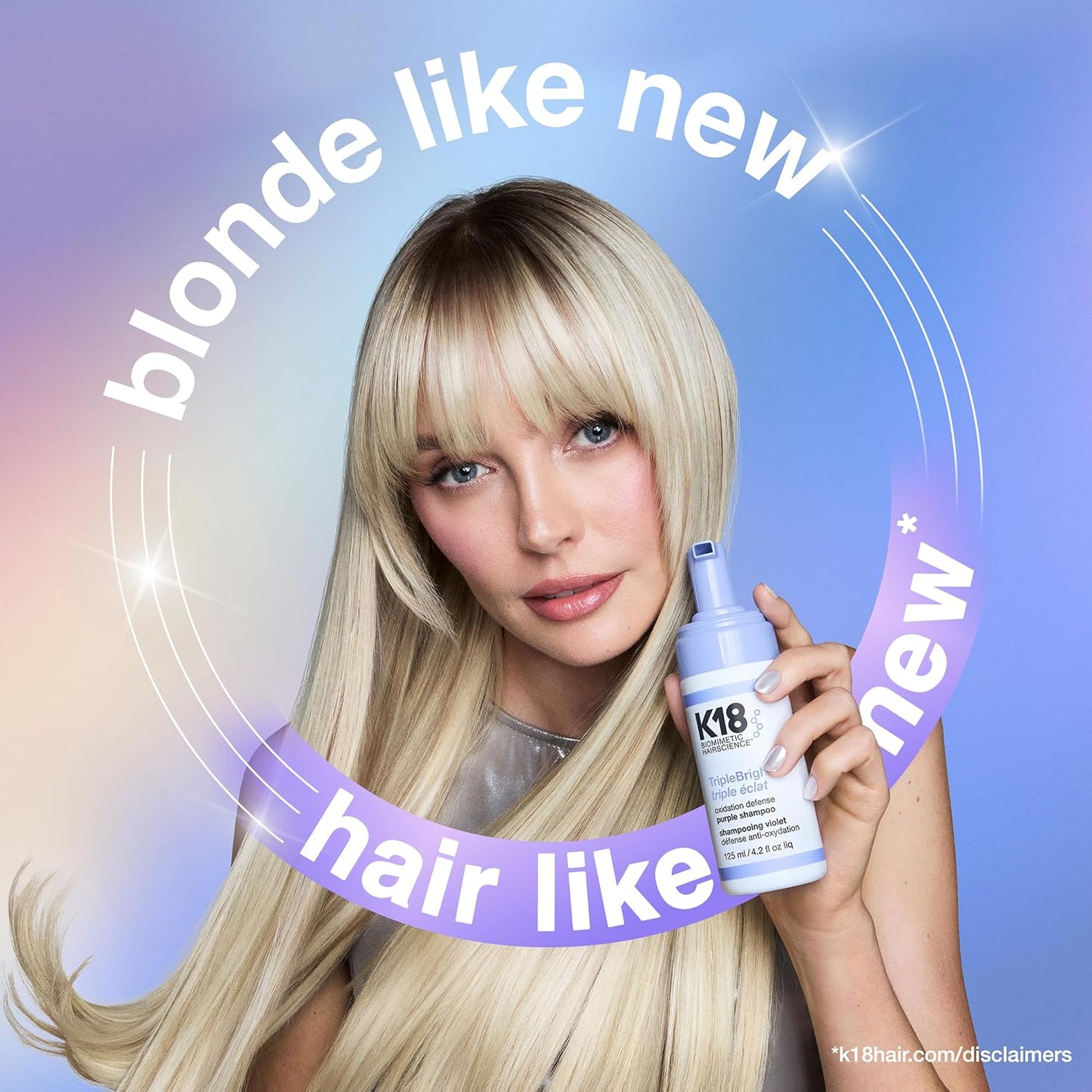 K18 TripleBright Purple Shampoo - Oxidation Defense for Brighter Blonde | Non-Staining, 4.2 Fl Oz