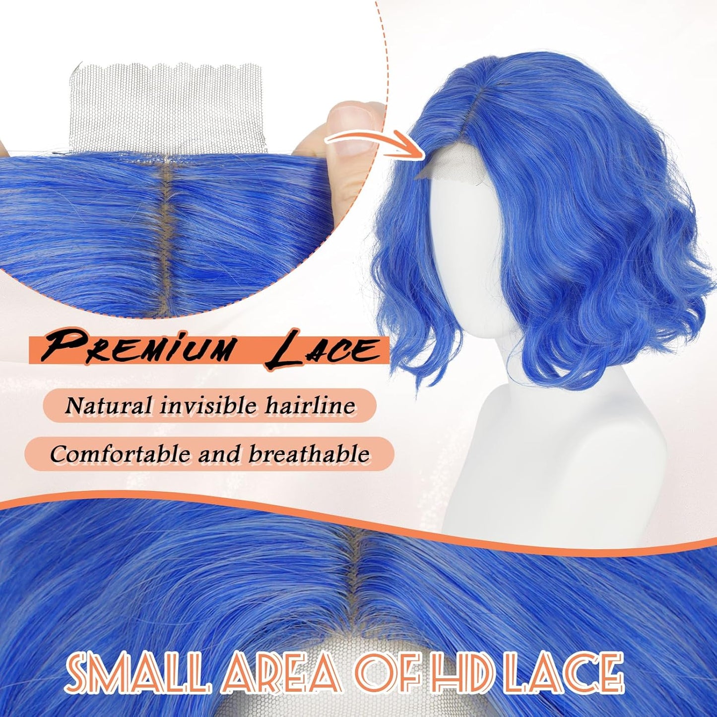 Blonde Bob Wig for Women - Lace Front Short Soft Wavy Curly Synthetic Hair | 11 Inch Natural Look