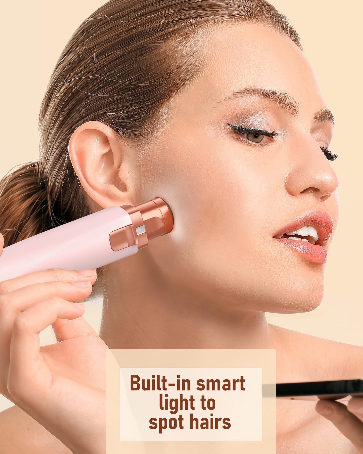 Eyebrow Trimmer Facial Hair Removal for Women: 2 in 1 Rechargeable Facial Hair Remover & Eyebrow Razor, Electric Painless Face Shaver for Women with LED Light for Eye brow, Lips & Face