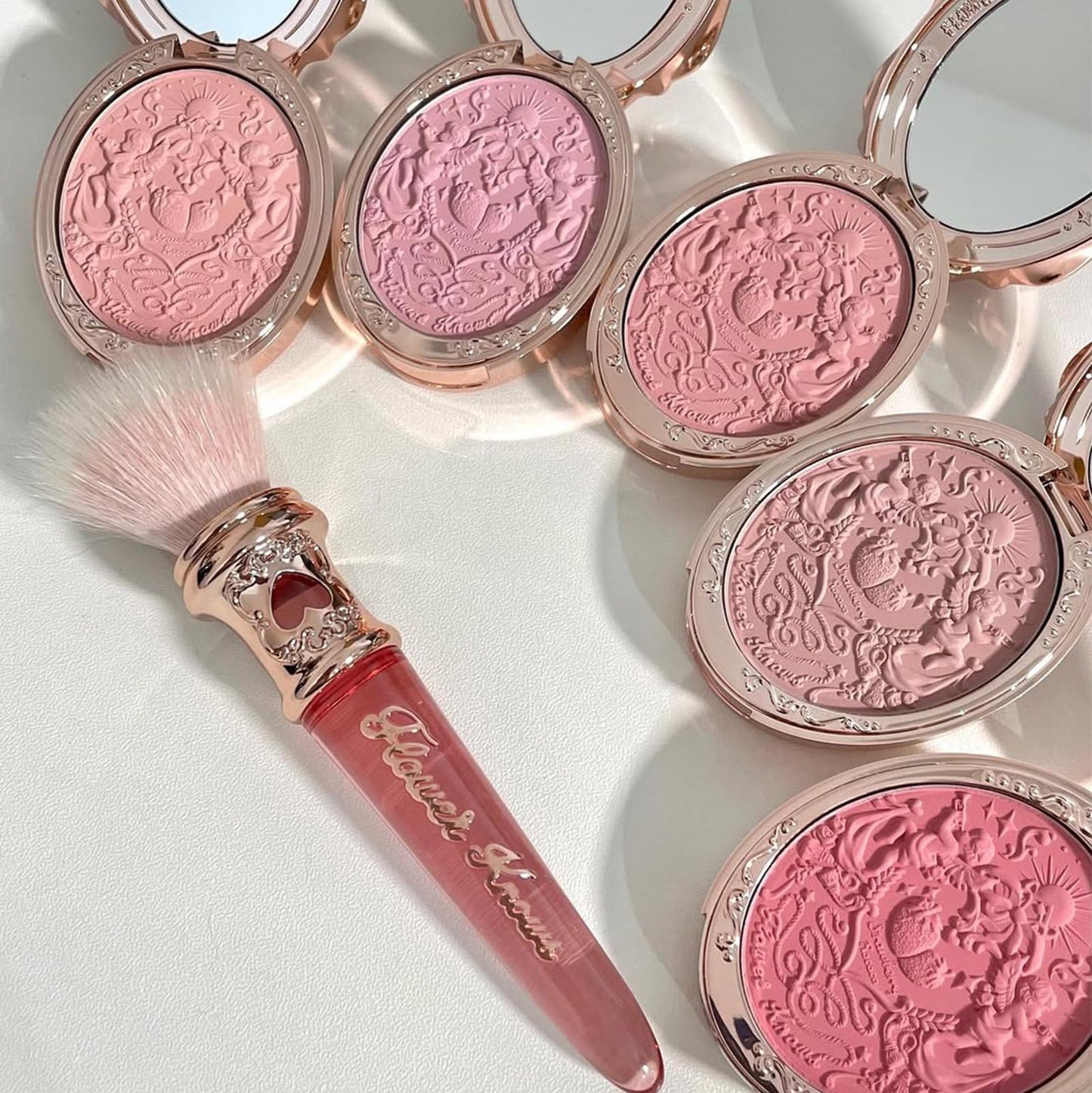 Flower Knows Strawberry Rococo Embossed Blush,Rose Pink Matte Powder Blush for Cheeks,Buildable & Blendable Face Makeup,Soft Long-Lasting Cute Make Up for Women & Girls,0.17 Oz(03 Classic Ballet)