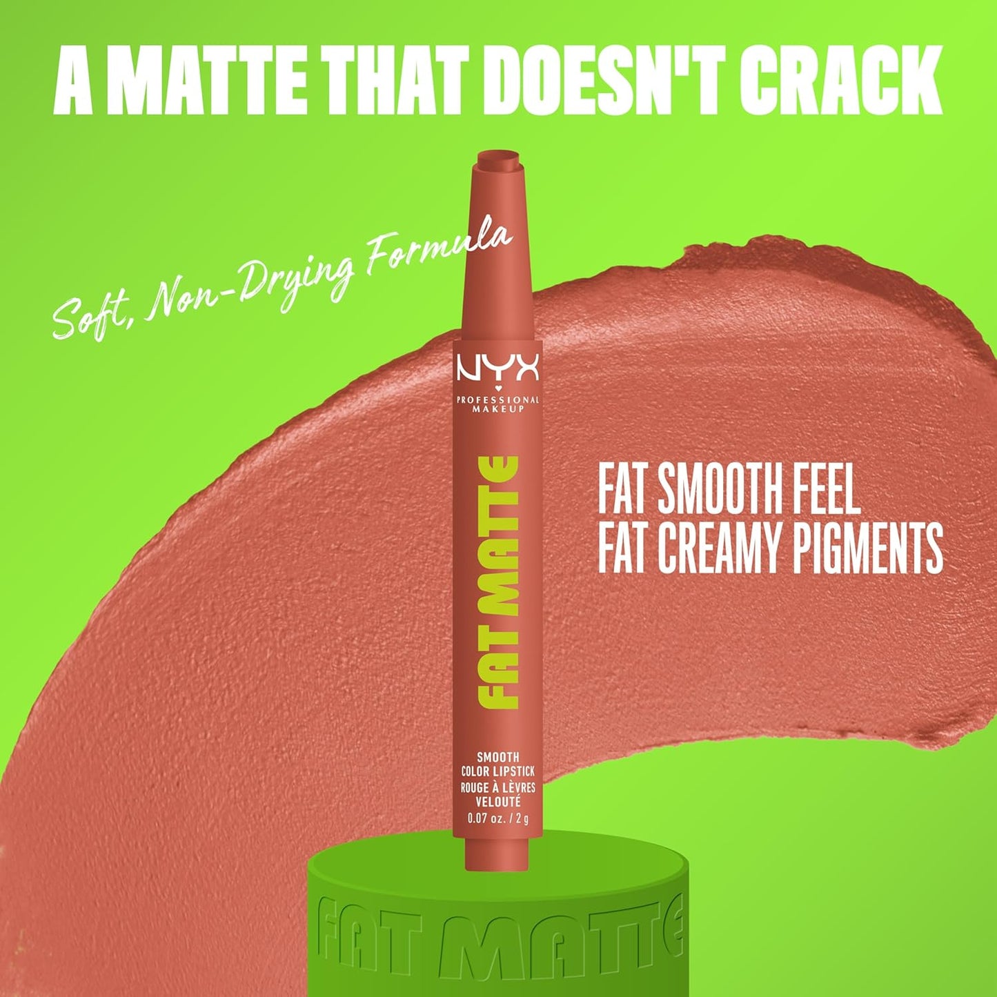 NYX Professional Makeup Fat Matte Lipstick - Pigmented, Non-Drying Lip Crayon | Long-Lasting Vegan Lip Color - Cozy Whipped (Nude)