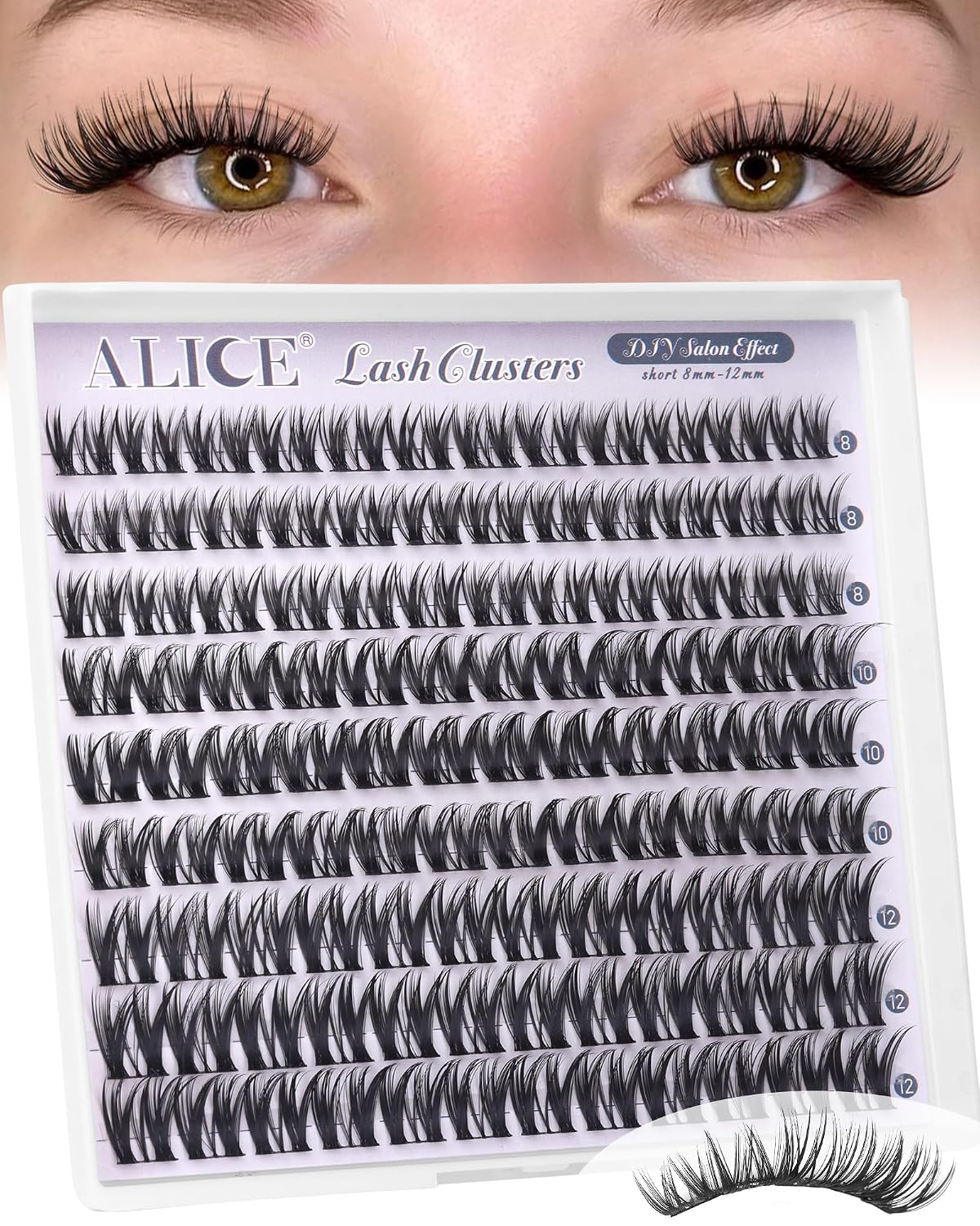 Natural Lash Clusters - Wispy Eyelash Extensions 168pcs | 8-16mm C-Curl, Soft Thin Band for a Natural Look