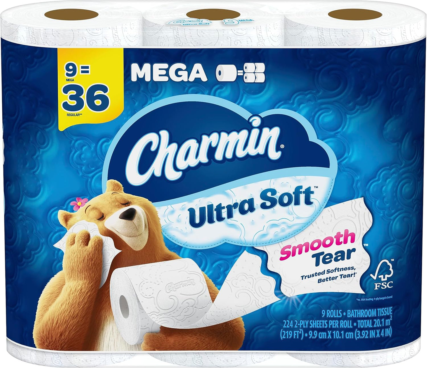 Charmin Ultra Soft Toilet Paper - 6 Mega Rolls | Equivalent to 24 Regular Rolls