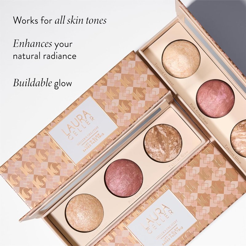 Laura Geller Baked Trio Palette - Highlighter, Blush & Bronzer for All Skin Tones | Glow & Lift