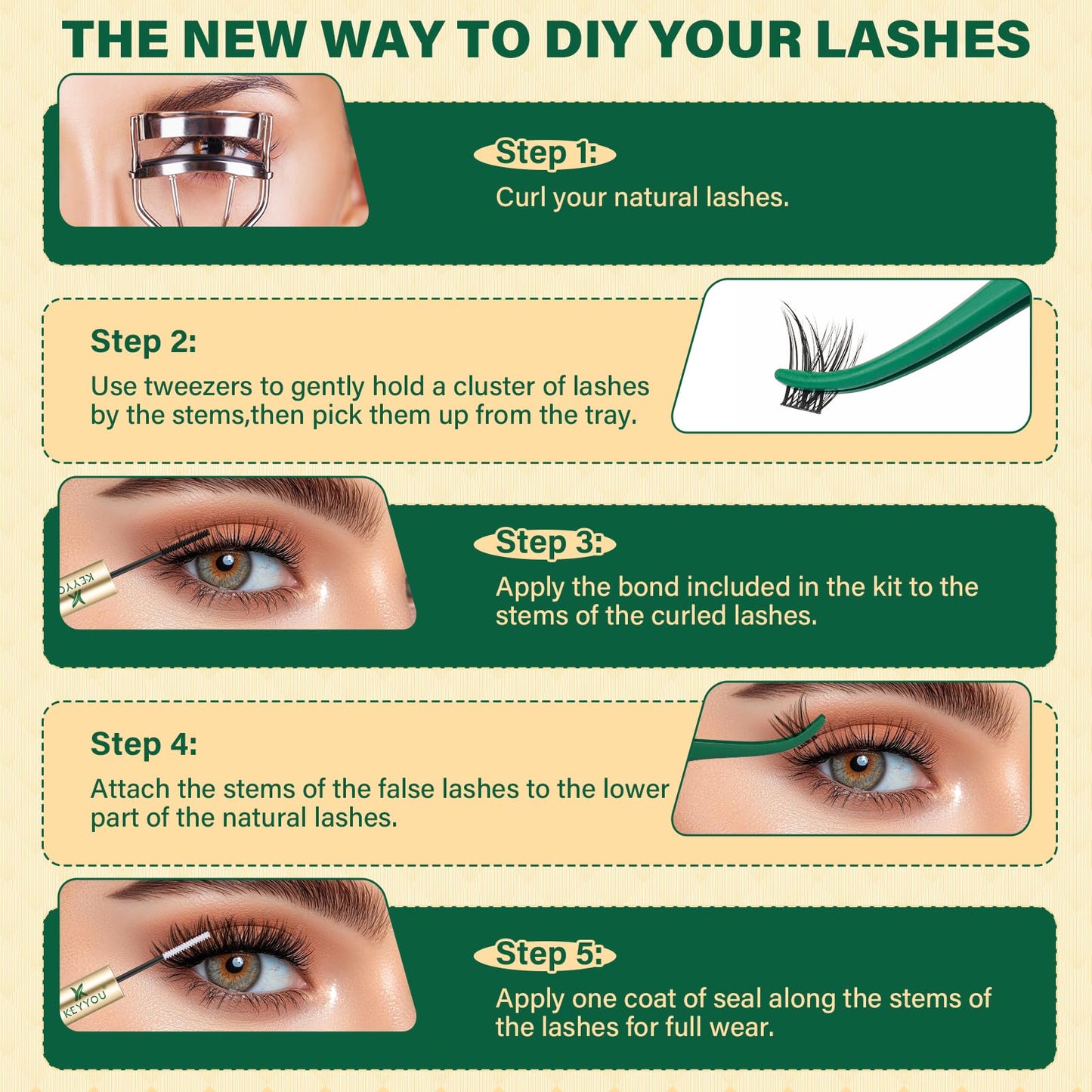 KEYYOU Lash Manga Lash Clusters 8-18mm Fairy Eyelash Clusters Natural DIY Lash Extension Wispy with Soft Thin Band(MG04)