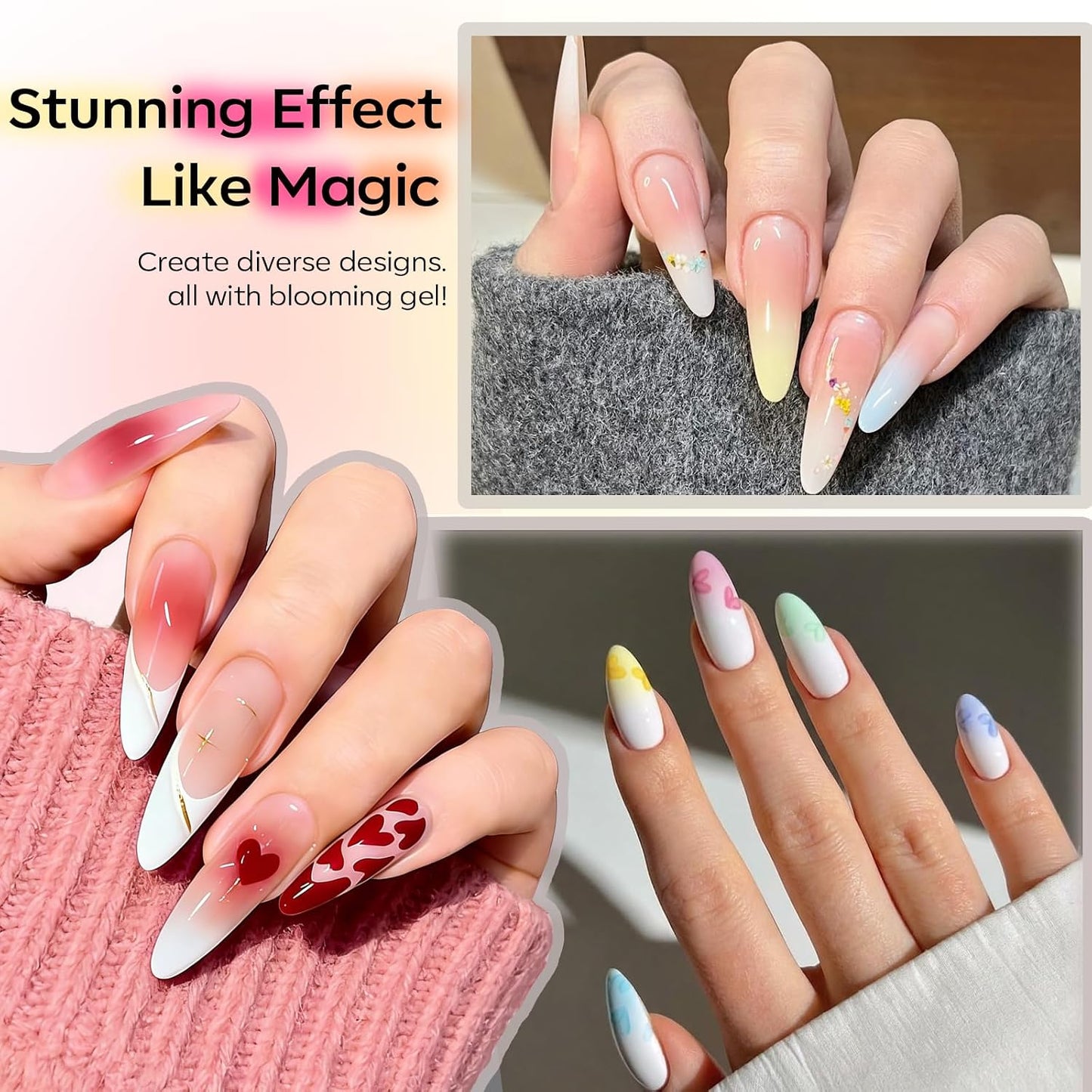 Modelones Clear Blooming Gel Nail Polish - 15ML | Floral Print Marble Watercolor Effects for DIY Nail Art