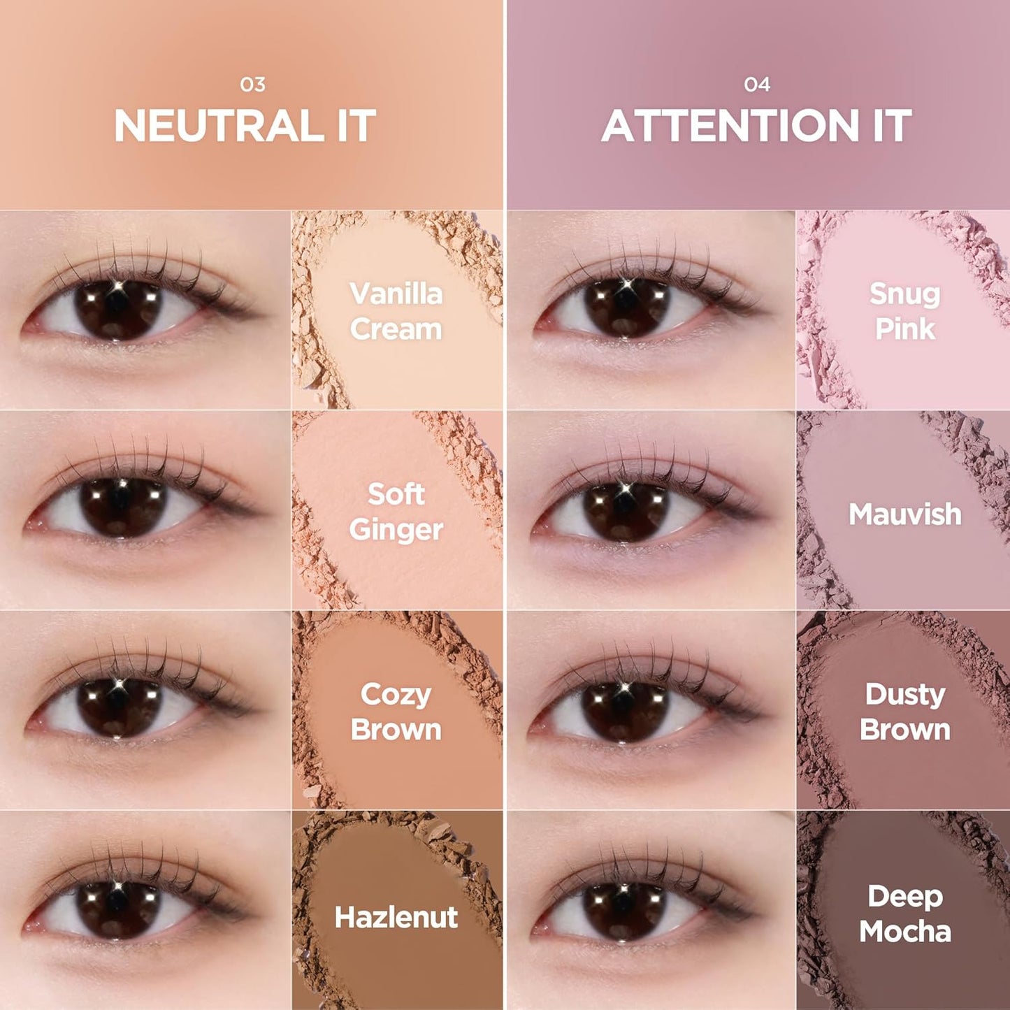 Mood It Palette - 4-Shade Korean Eyeshadow Palette for Daily Wear | Soft Blending, Buildable Coverage, Matte & Shimmer Finish, 0.11 oz (01 Fresh It)