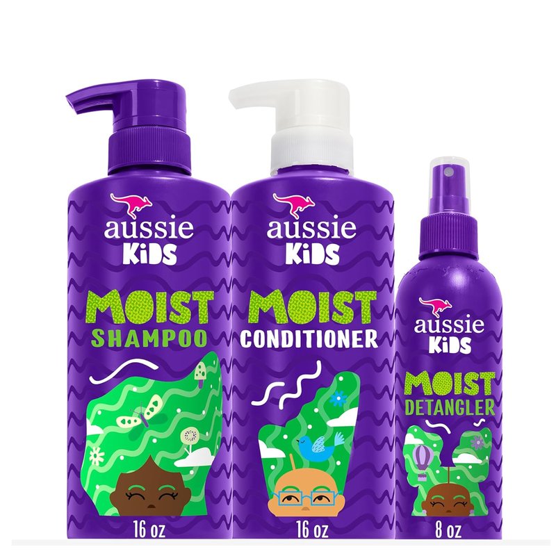 Aussie Kids Hair Care Bundle - Shampoo, Conditioner & Detangler Spray | Paraben-Free, Sulfate-Free, 16 Fl Oz & 8 Fl Oz
