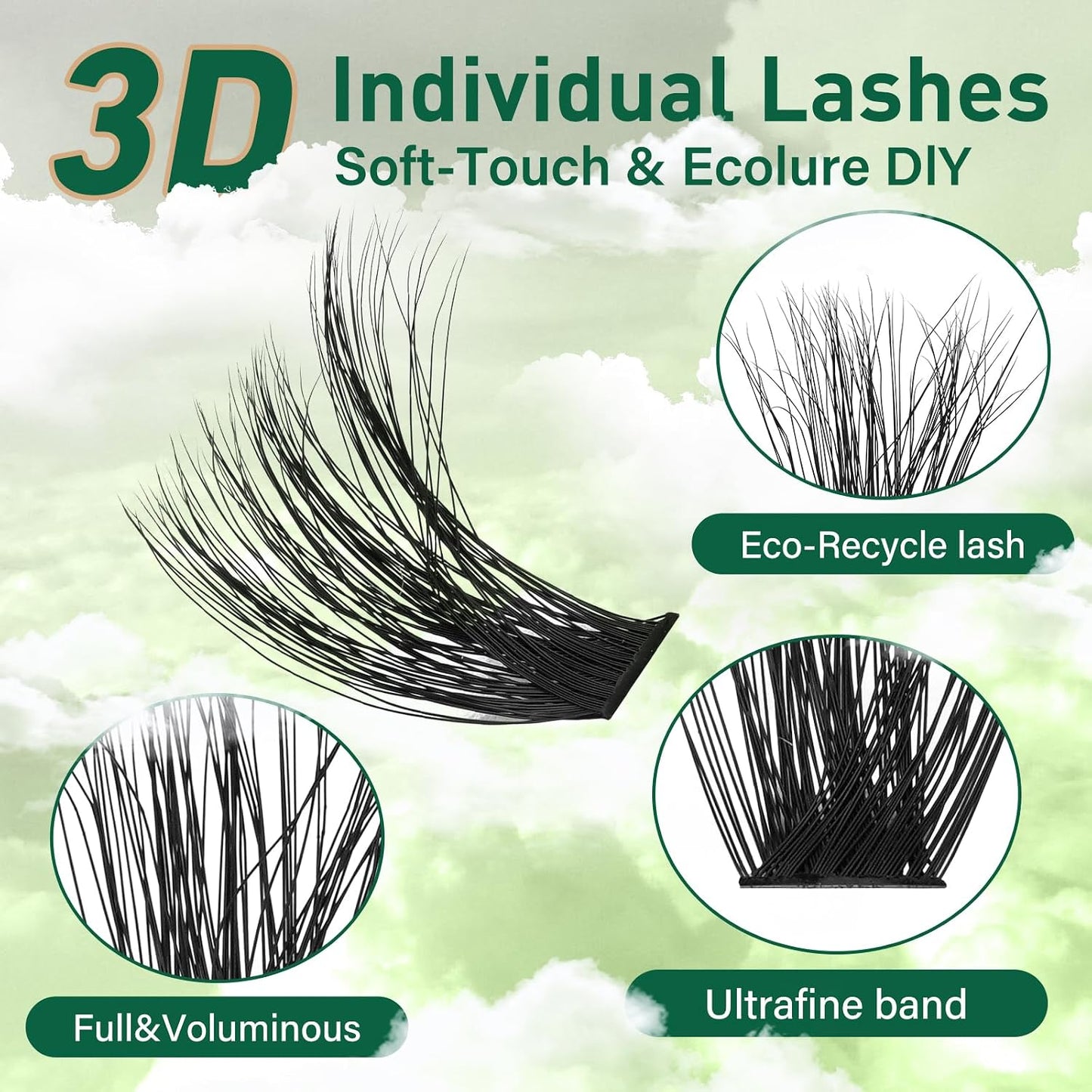 KEYYOU 3D Eyelash Clusters - 280pcs Wispy Volume Lashes | 80D D Curl, 9-18mm Mix