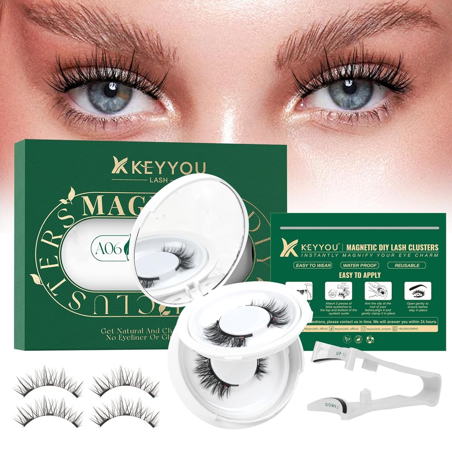 KEYYOU 3D Eyelash Clusters - 280pcs Wispy Volume Lashes | 80D D Curl, 9-18mm Mix