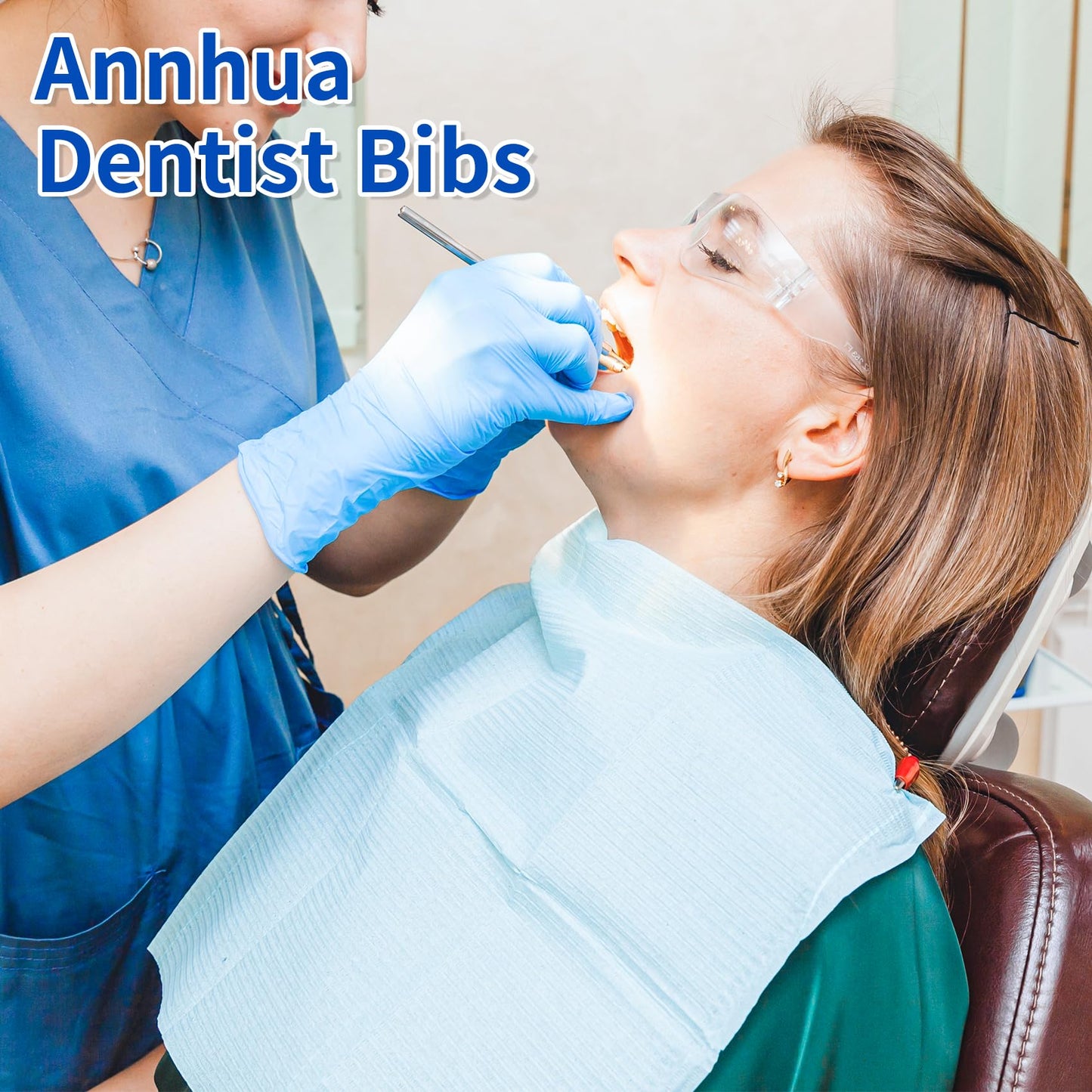 Annhua 125 Pack Dental Bibs Disposable Dentist Bibs Leakproof 3-Ply Disposable Nail Mats Sheet 13 x 18 Inches, Absorbent Waterproof Tattoo Bib Cover for Clinic, Tattoo and Salon - Pink