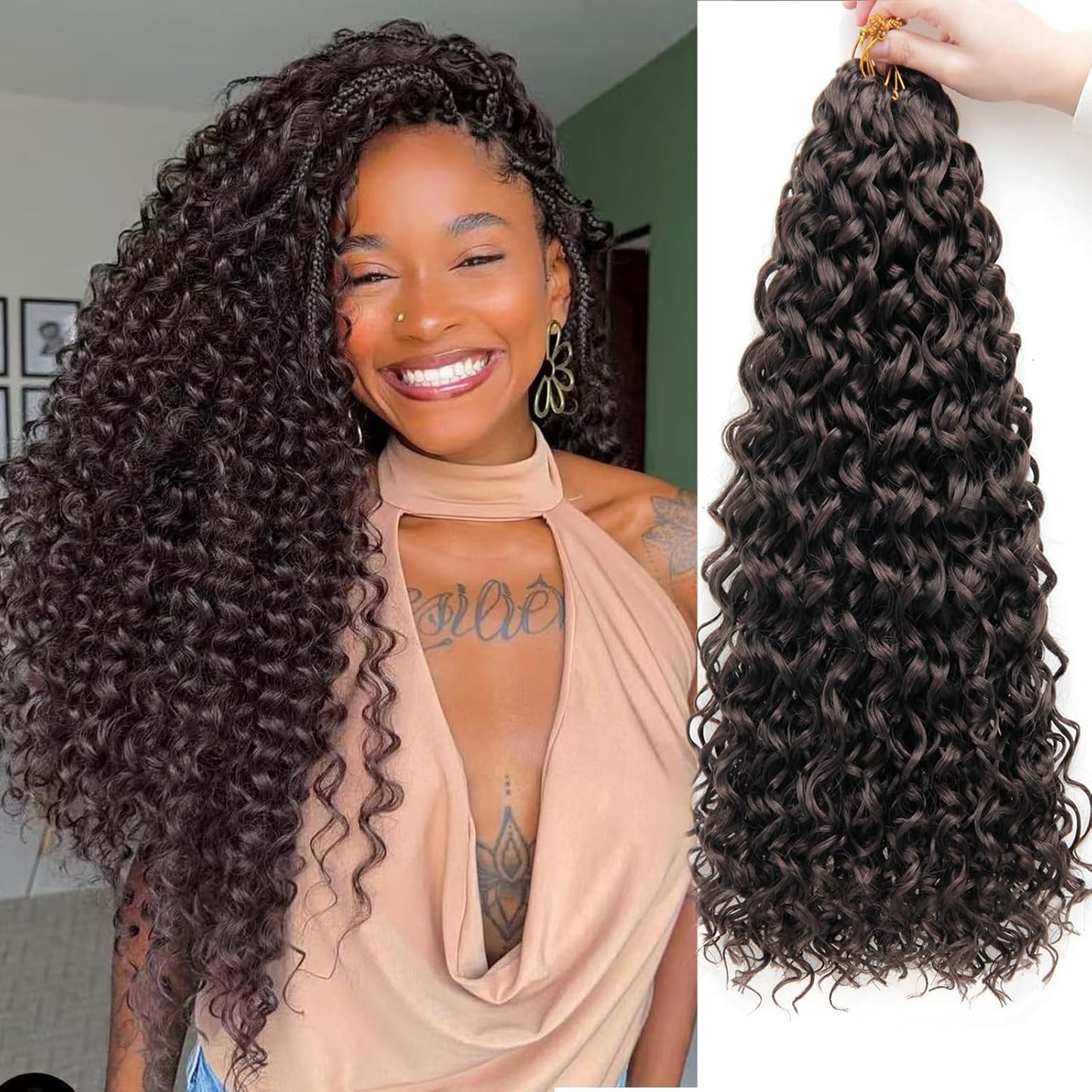 Water Wave Crochet Hair Extensions - Blonde Synthetic Bohemian Braids | 14 Inch Deep Wave (27#)