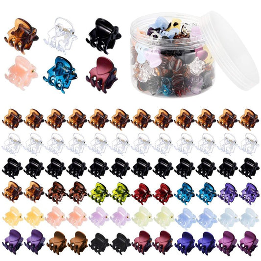 Mini Hair Claw Clips - 72 Pcs Non-Slip Tiny Plastic Jaw Clips | Assorted Colors for Girls & Women