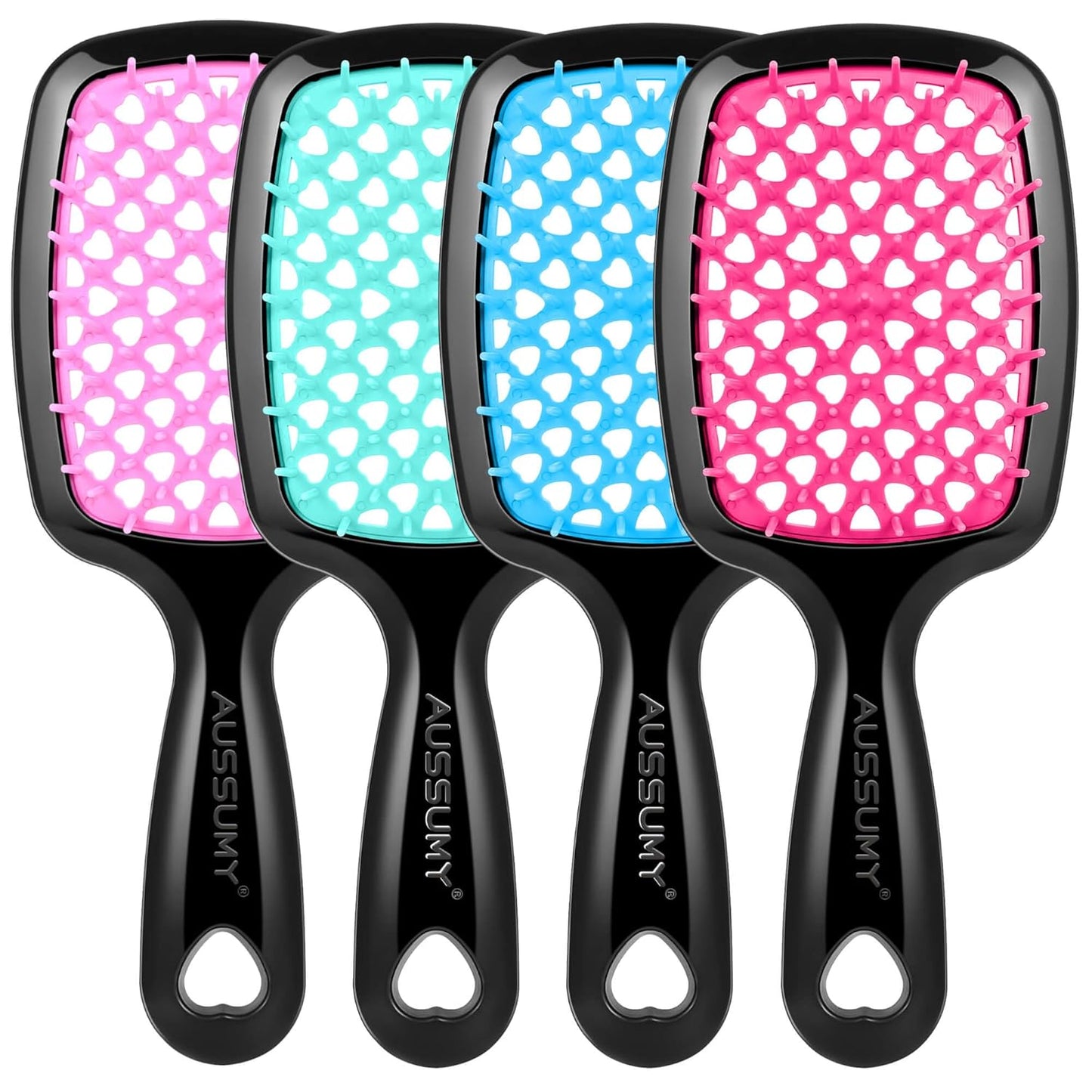 Vented Detangling Hair Brush Set - Soft Bristles for Effortless Tangle-Free Styling | Ideal for Curly, Straight, Wet, Dry Hair - Magenta - 2 Pack