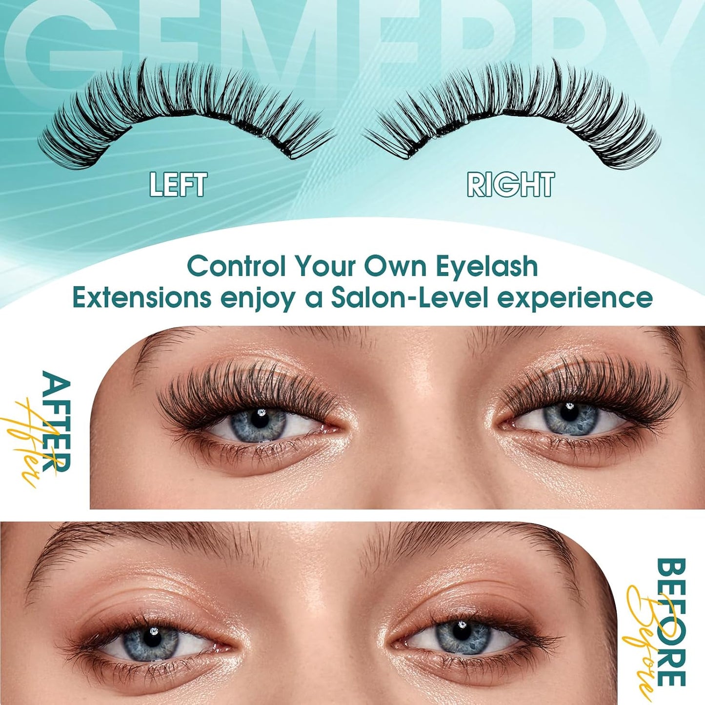 GEMERRY Wispy Lash Clusters - D-Curly Individual Eyelash Extensions | 8-16MM Lightweight DIY Lashes