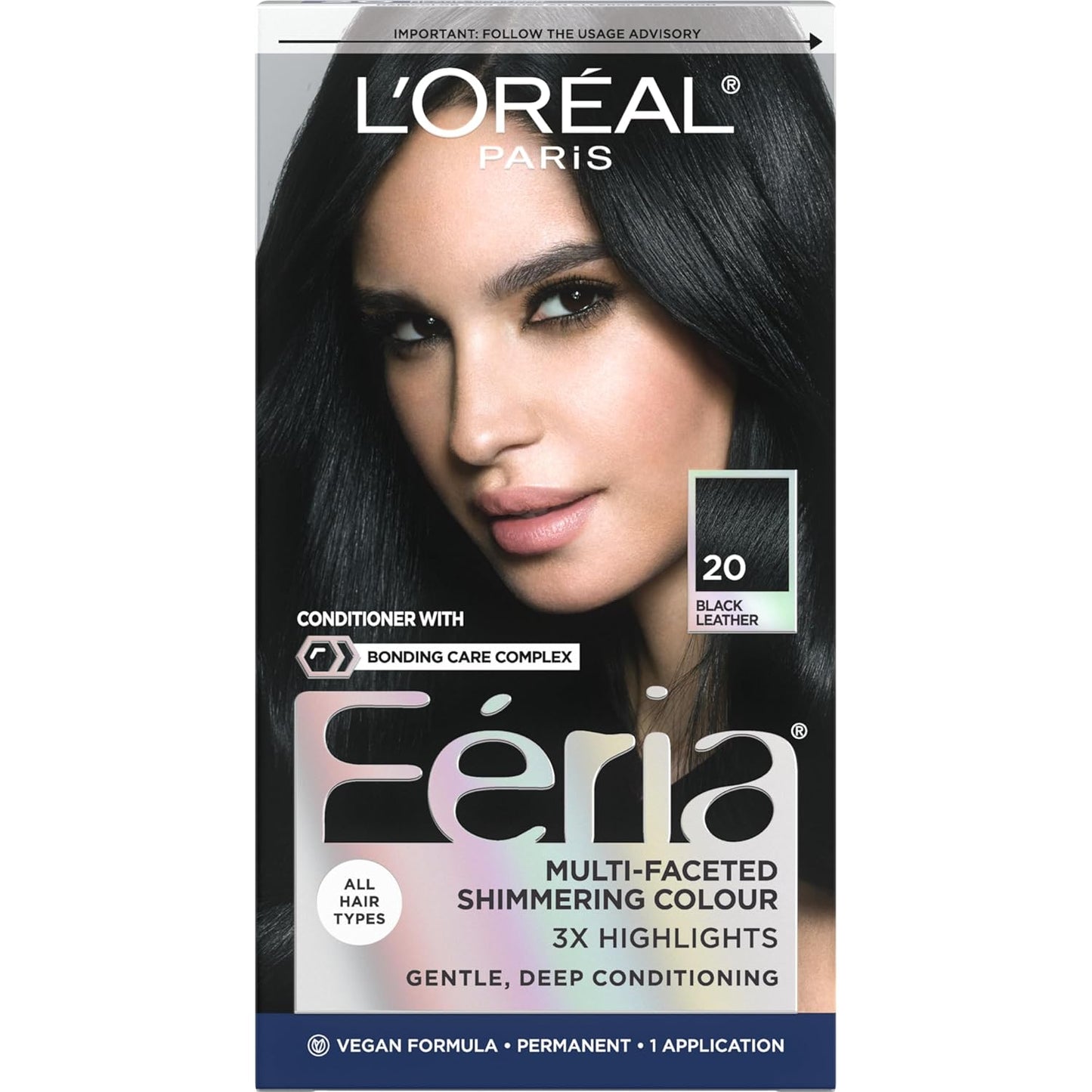 L’Oreal Paris Feria Hair Color - High Intensity Jet Black Dye for 3X Highlights | 1 Kit