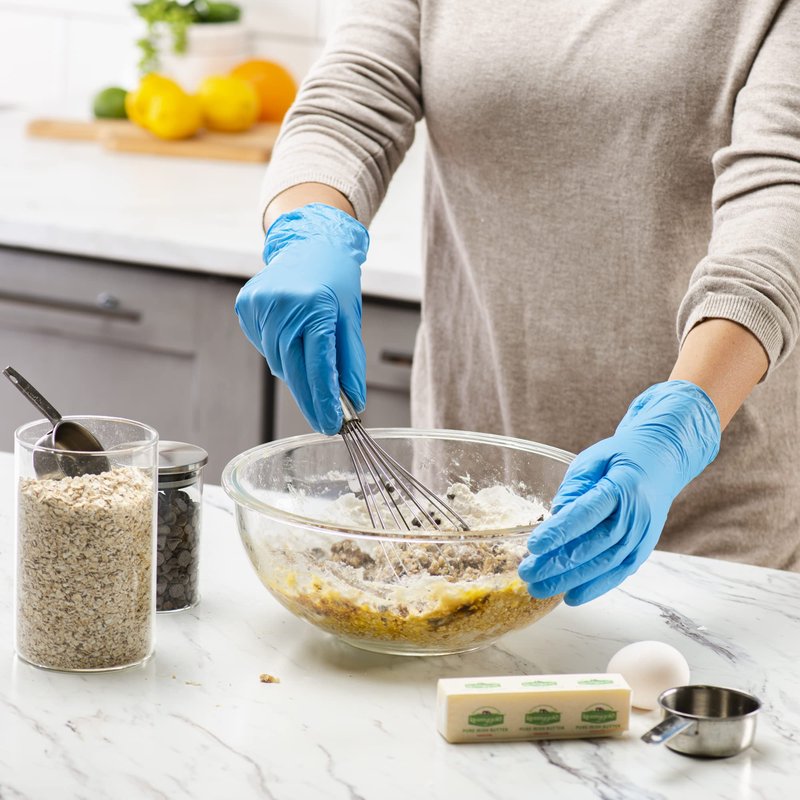 Comfy Package Synthetic Vinyl Disposable Gloves [100 Count] Powder & Latex Free, Non-Sterile, Blue Plastic Gloves for Cleaning, Food Prep & Household Use