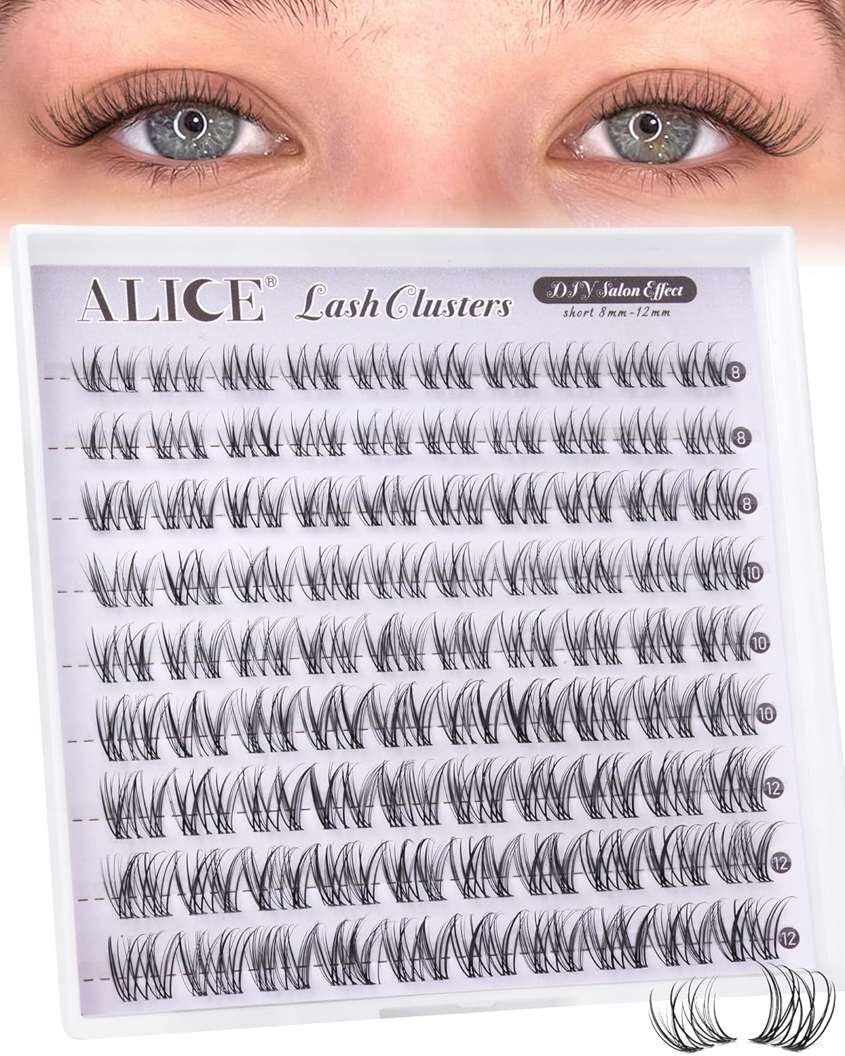 Natural Lash Clusters - Wispy Eyelash Extensions 168pcs | 8-16mm C-Curl, Soft Thin Band for a Natural Look