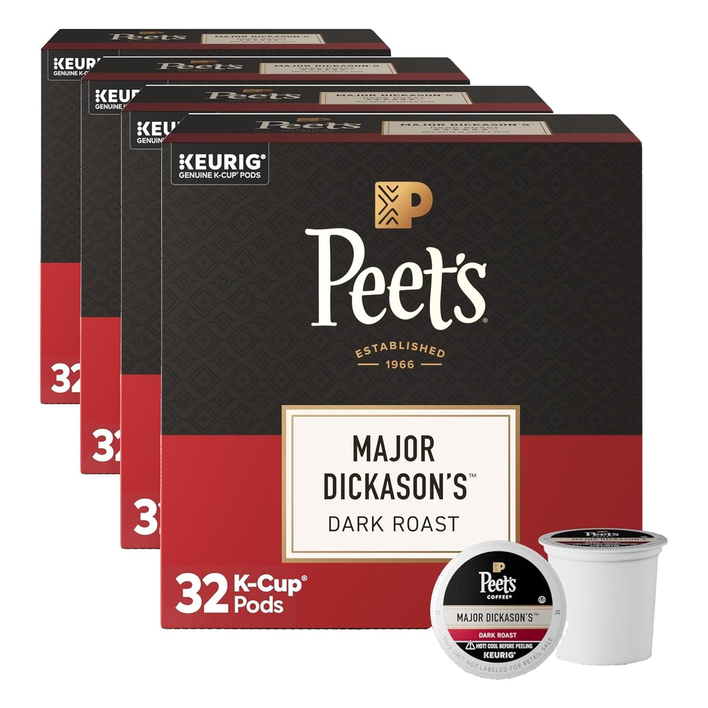 Peet's Coffee Dark Roast K-Cup Pods - Major Dickason's Blend | 75 Count 100% Arabica Coffee
