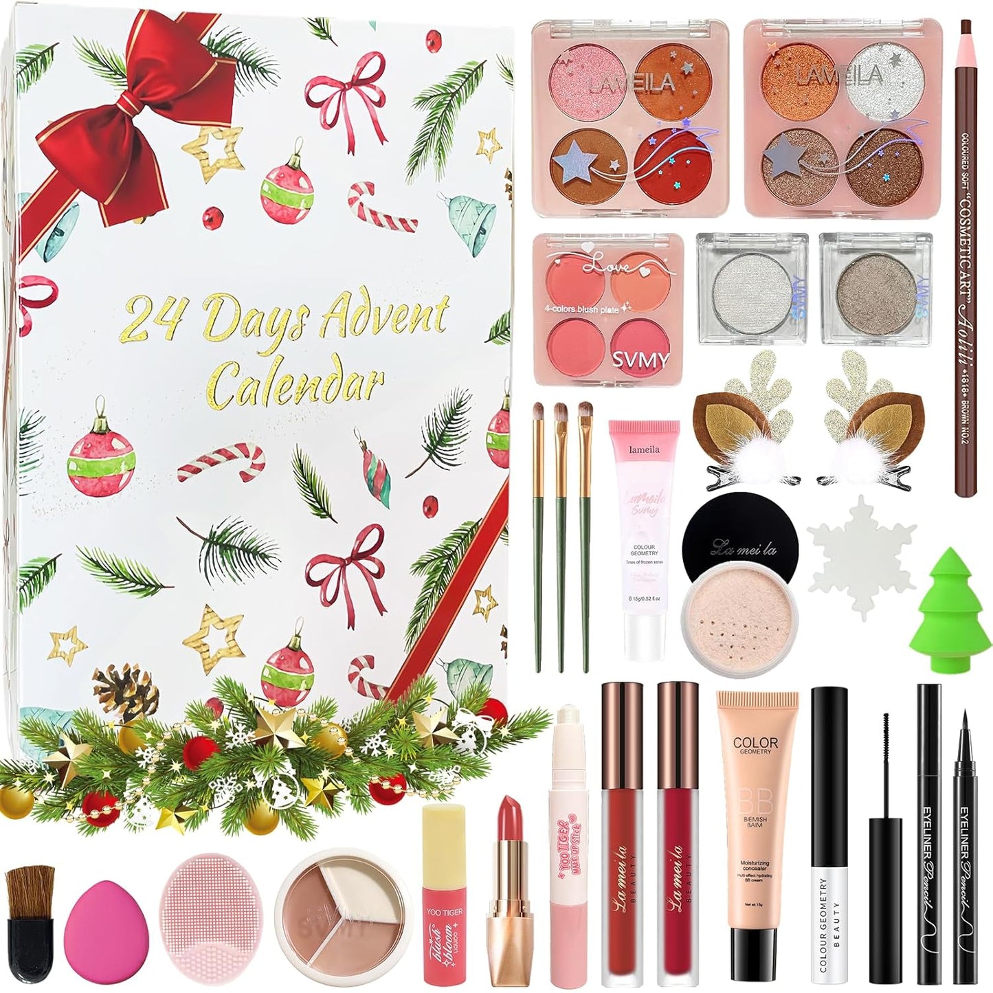 Makeup Advent Calendar 2025 - 24-Day Christmas Gift Set for Women & Teens | Holiday Countdown Kit
