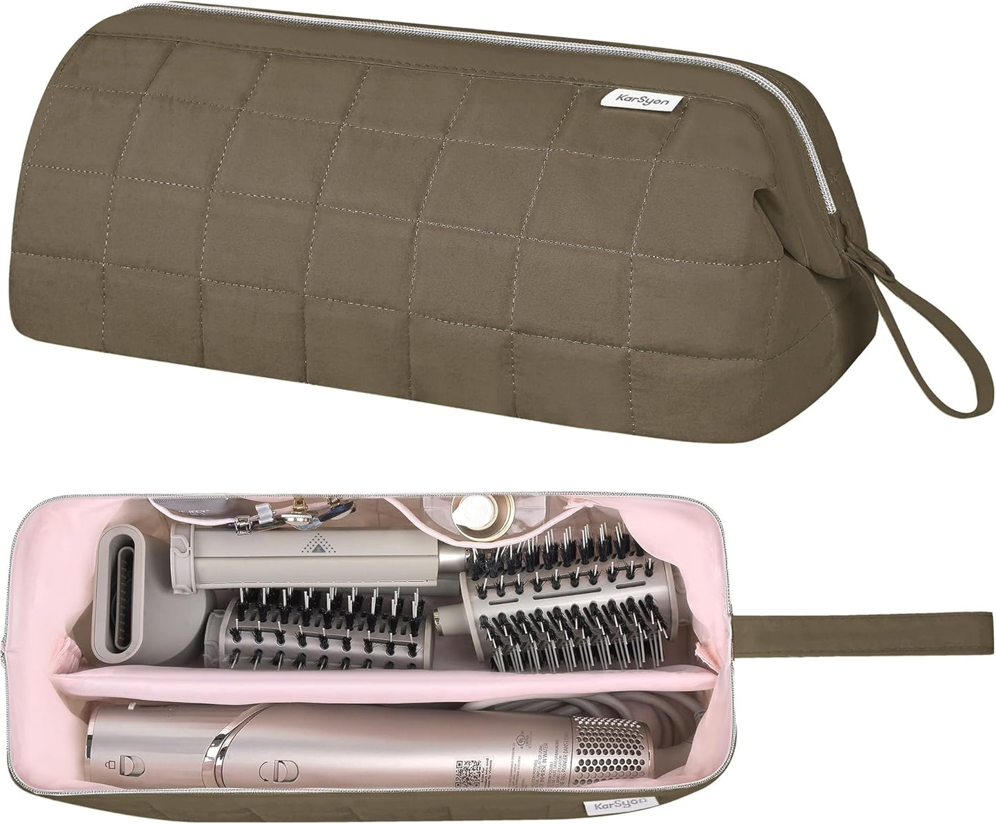 Dyson Airwrap Travel Bag Organizer - Stylish Case for Hair Tools | Fits Shark Dryer & Revlon Attachments (Camel)
