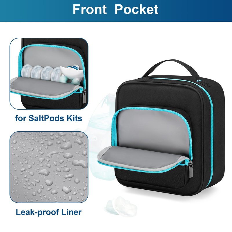 YARWO Nose Cleaner Travel Case Compatible with Navage Nasal Irrigation System, Portable Neti Pot Safety Storage Bag with Waterproof Lining for Nasal Care Kit, SaltPods and Sinus Rinse Device, Bag Only