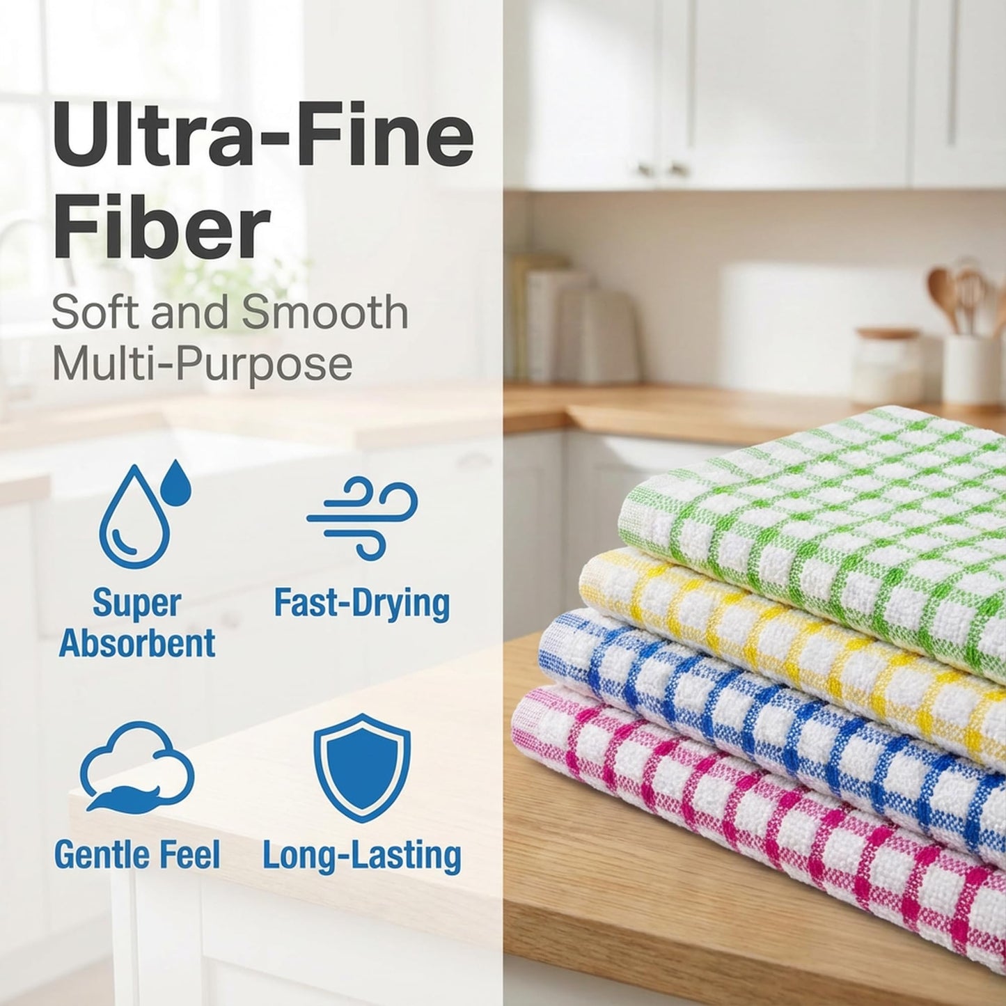 Waffle Weave Towels, Hand Face Head Towel 12x12 Inches Soft Absorbent Kitchen Dish Tea Towel Bath Guest Gym Washcloths Multi Purpose Towels, Random Color, 4 Pack