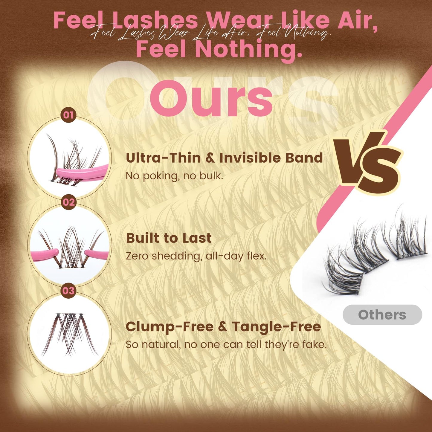 PRO LASHBEAUTY Brown Lash Clusters Spider Lash Extensions Wispy Eyelash Clusters Natural Lashes Clusters for Everyday Wear Beginner Friendly Dark Brown Cluster Eyelash Extensions(Breeze,8-16mix)
