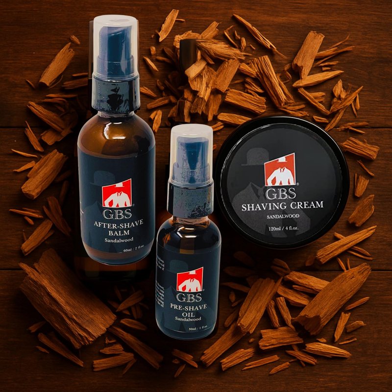 GENTS Complete Shaving Kit Gift Set for Men - Safety Razor with Sandalwood Shave Cream, Aftershave Balm, Pre-Shave Oil & Brush - Chriistmas Gift