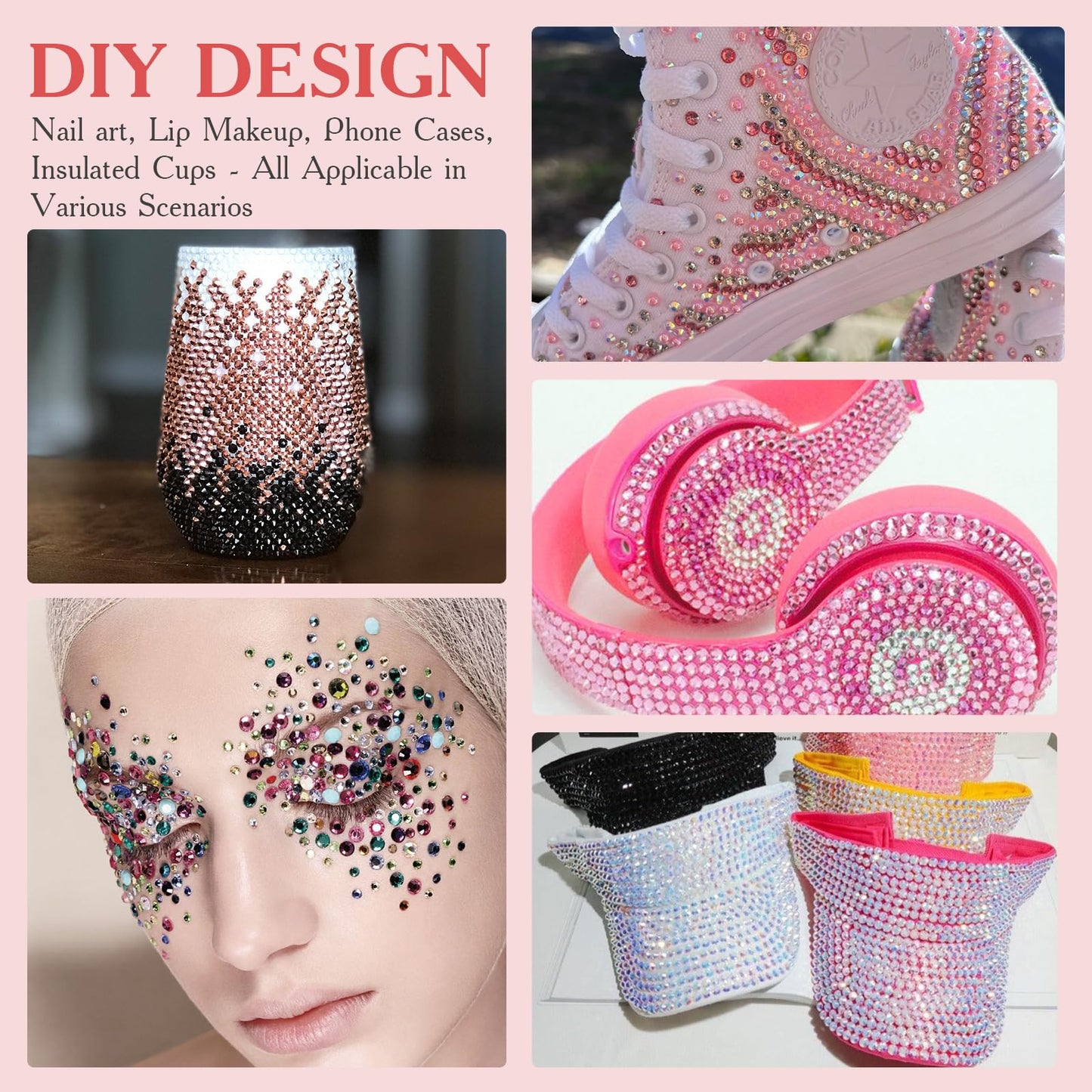 80000Pcs Bedazzling Kit with 4mm Rhinestones, 42 Colors Resin Flatback Nail Rhinestones, Bedazzler Kit with 3 B7000 Glue, Tweezers & Pen, Gems for Crafts, Clothes, Tumblers, Nail Art