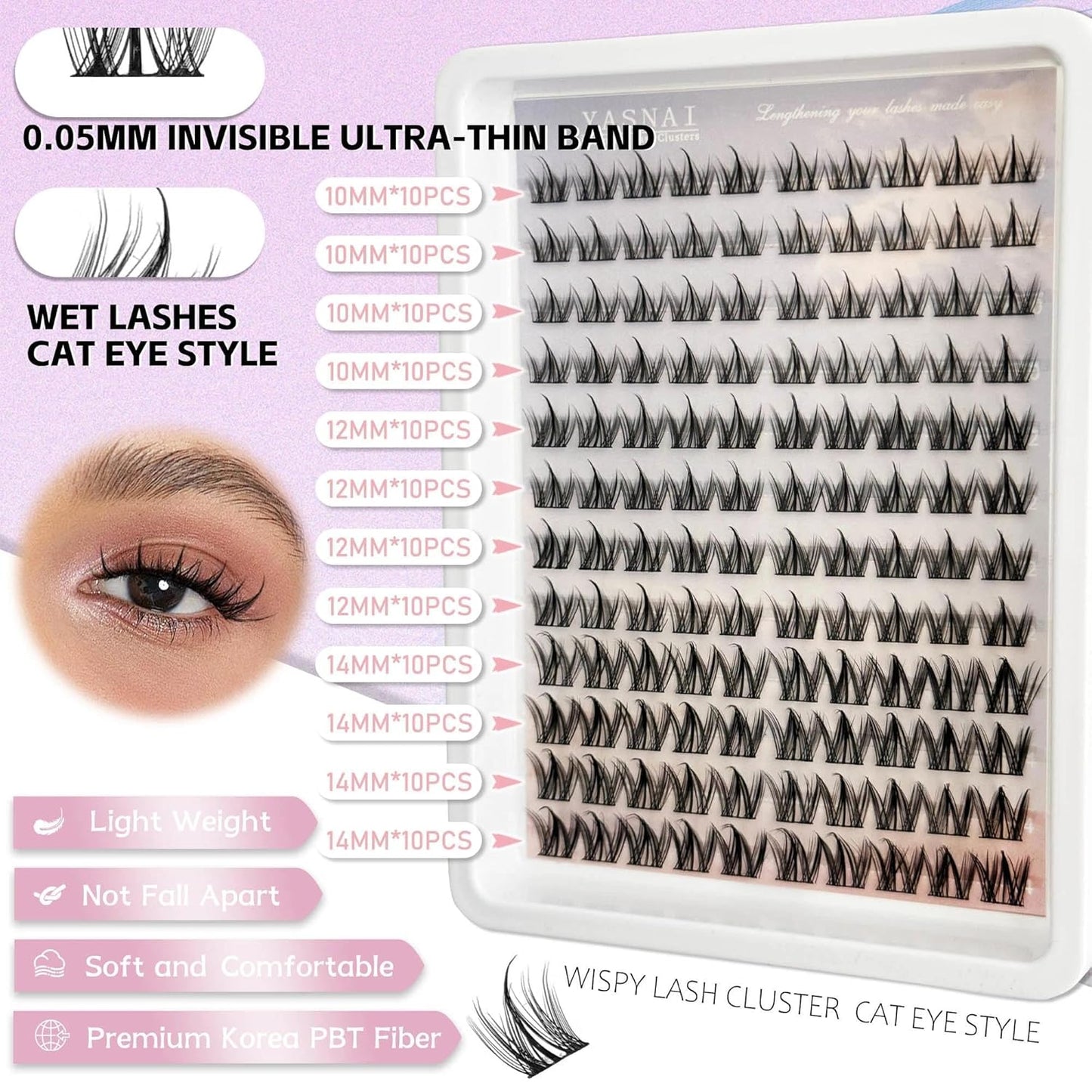 Manga Eyelash Clusters - 120 Pcs Short Spiky Extensions | C Curvature 10/12/14MM Anime Style