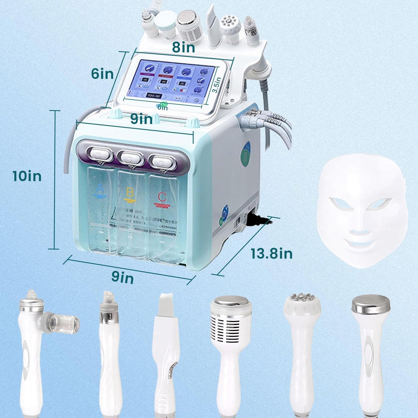 7 in 1 Facial Machine for Skin Care, Hydro Facial Machine with Vacuum Extraction & LED Mask, Deep Cleansing & Hydration Beauty Device for Home Use