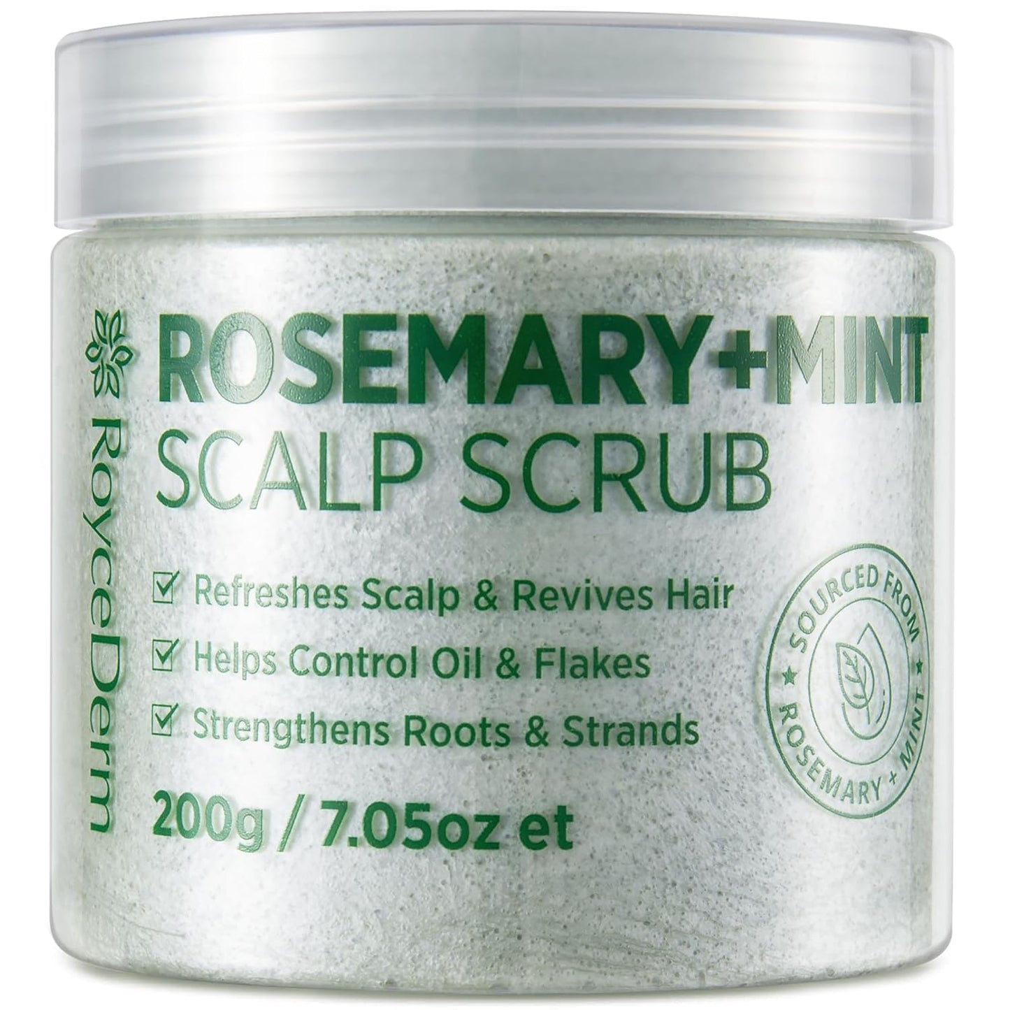Roycederm Tea Tree Scalp Scrub - Exfoliating Pre-Shampoo Treatment for Dry, Flaky Scalps | Refreshing Rosemary Mint Formula