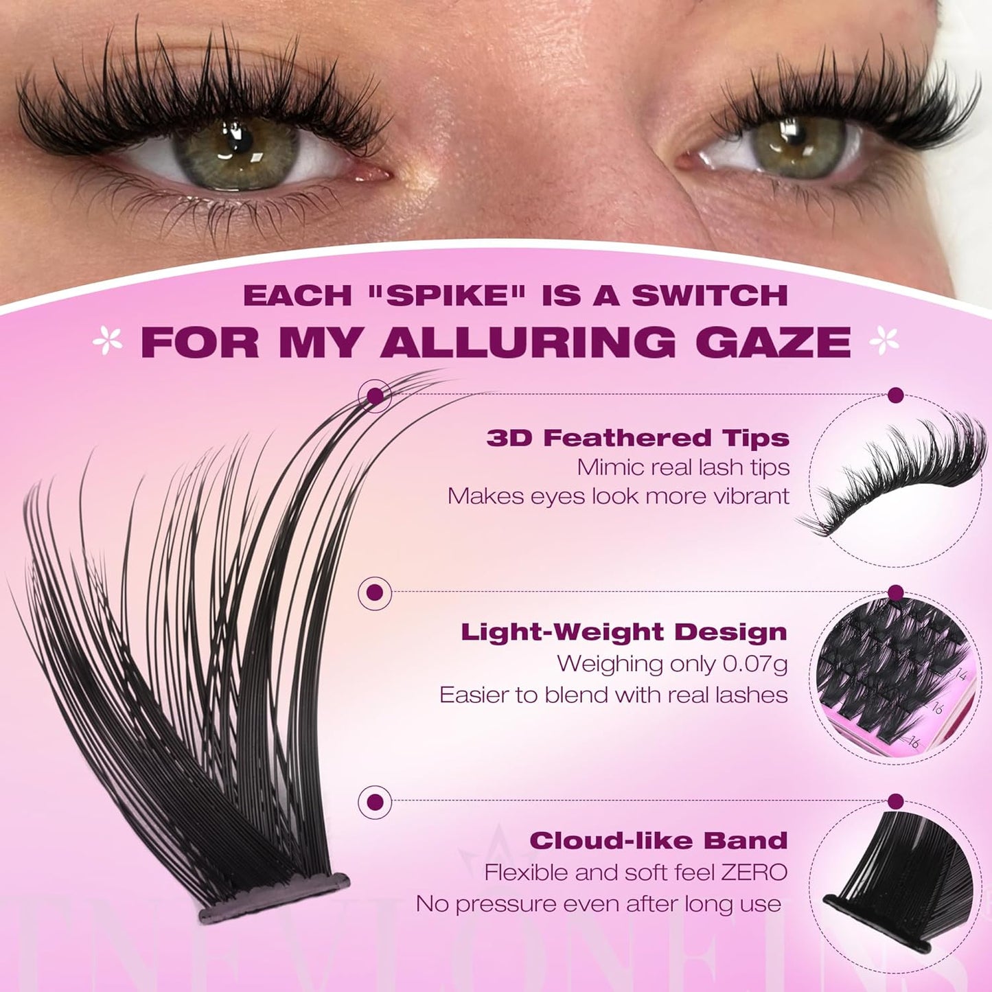 Lash Clusters - Wispy Spiky Individual Eyelash Extensions | DIY D Volume (10-16MM, 3 Styles)