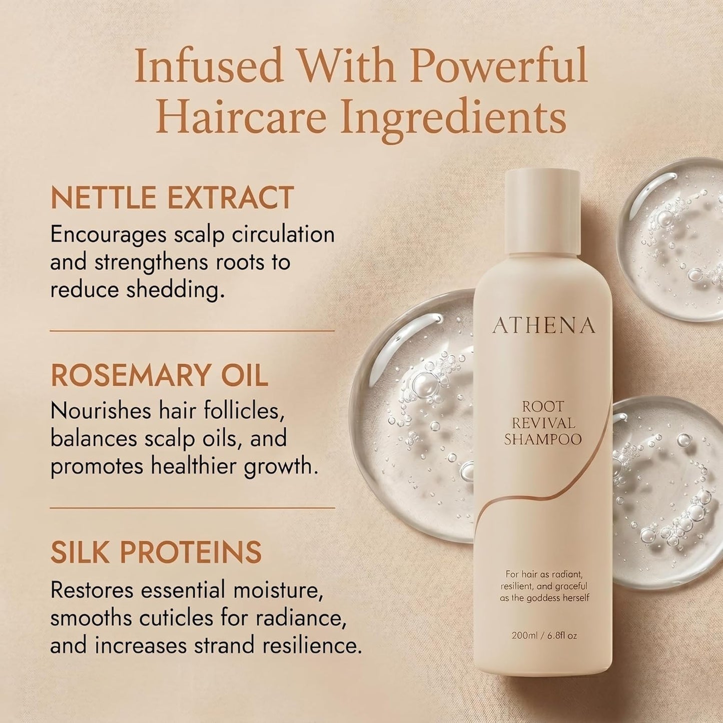 Athena Root Revival Shampoo | Hair Growth Formula for Thinning Hair - Nourishes Scalp & Reduces Breakage, 6.8 Fl.Oz