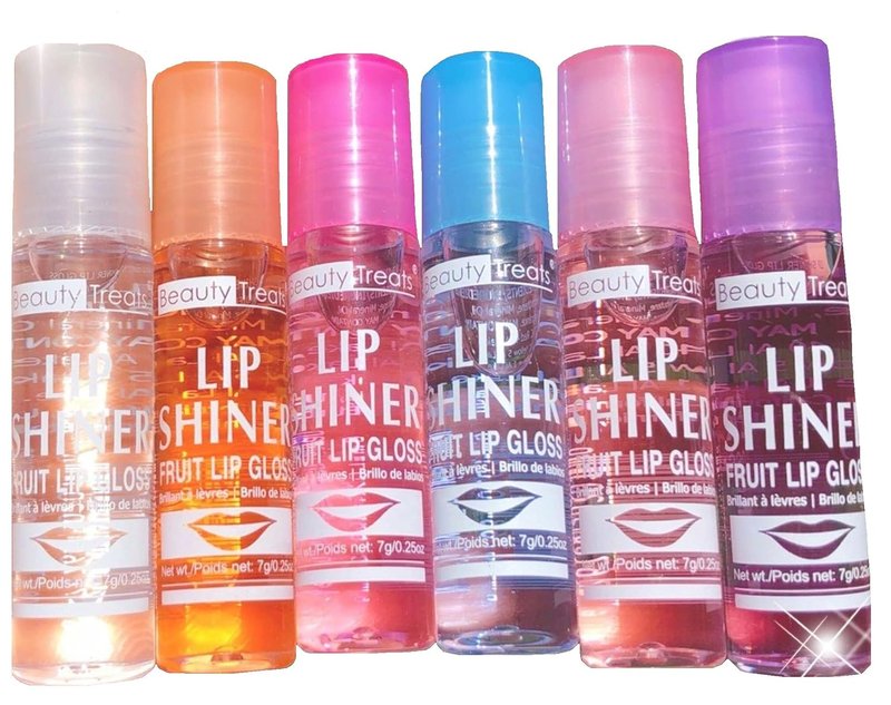 Beauty Treats Lip Shiner Roll-On Fruit Lip Gloss - 6-Piece Assortment Set, 0.25 Oz Each | Moisturizing & Flavorful
