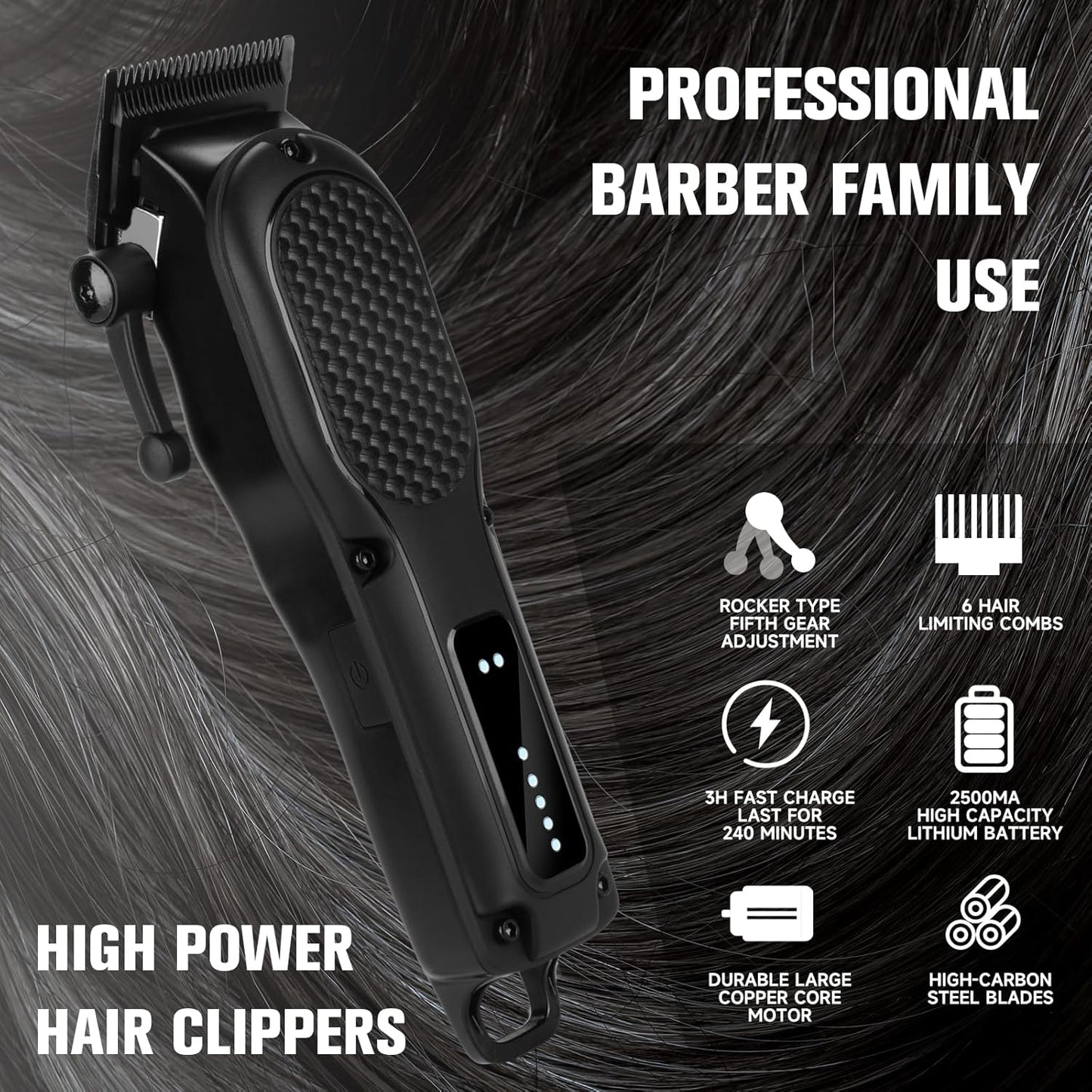 Men's Hair Clippers - Professional Cordless Rechargeable Beard Trimmer for Precision Grooming | Powerful Cutting Tool