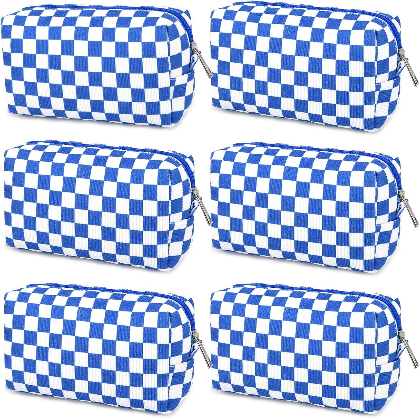 Bridesmaid Proposal Gifts - 6PCS Corduroy Blue Makeup Bags | Wedding Party Favors & Toiletry Organizers