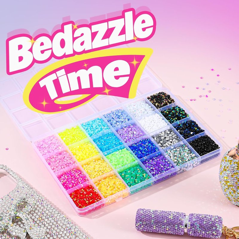 Bedazzler Kit - 30,000 Pcs 3mm Flatback Resin Rhinestones | 24 Colors with Glue & Tools for DIY Crafts