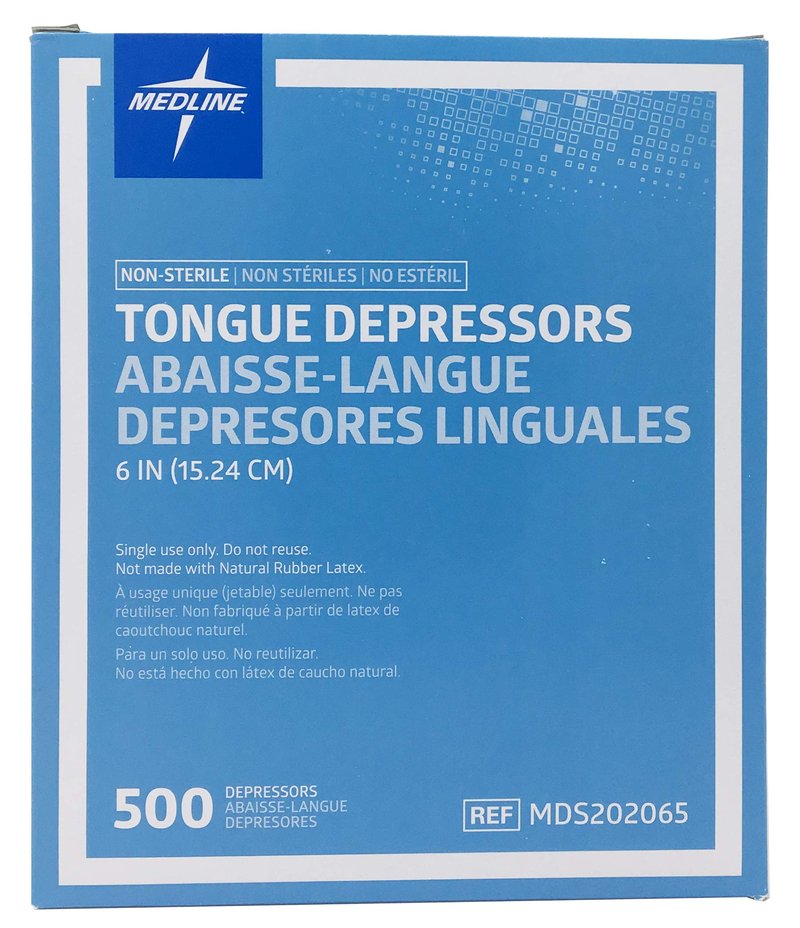 Medline Wood Tongue Depressors, Non-Sterile, 6 inch, 500 Count (Pack Of 10)