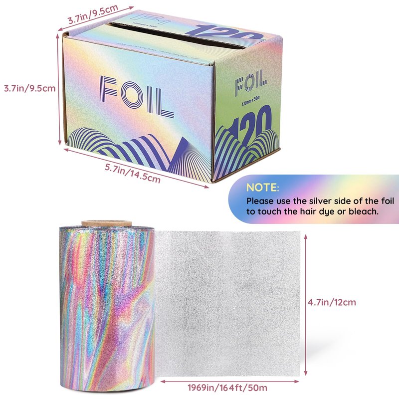 Segbeauty Aluminum Foil Roll For Hair, 50 m Colorful Embossed Hair Foils Professional Hair Coloring Hair Dye Tools, Foil Paper Aluminum Foil Sheets Hair Highlighting Kit Barber Balayage and Bleaching