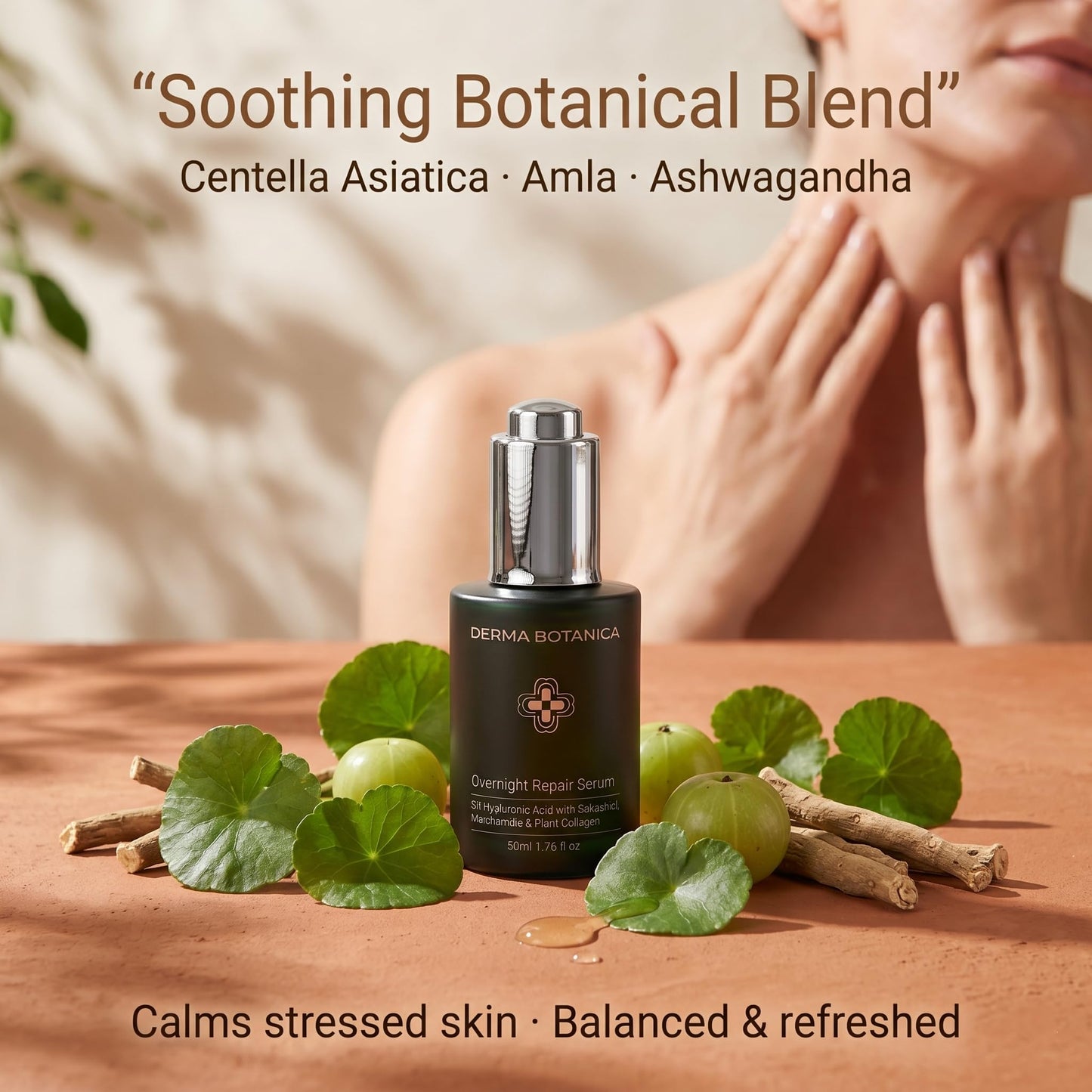 Derma Botanica Overnight Repair Serum, One formula replaces 3 serums.