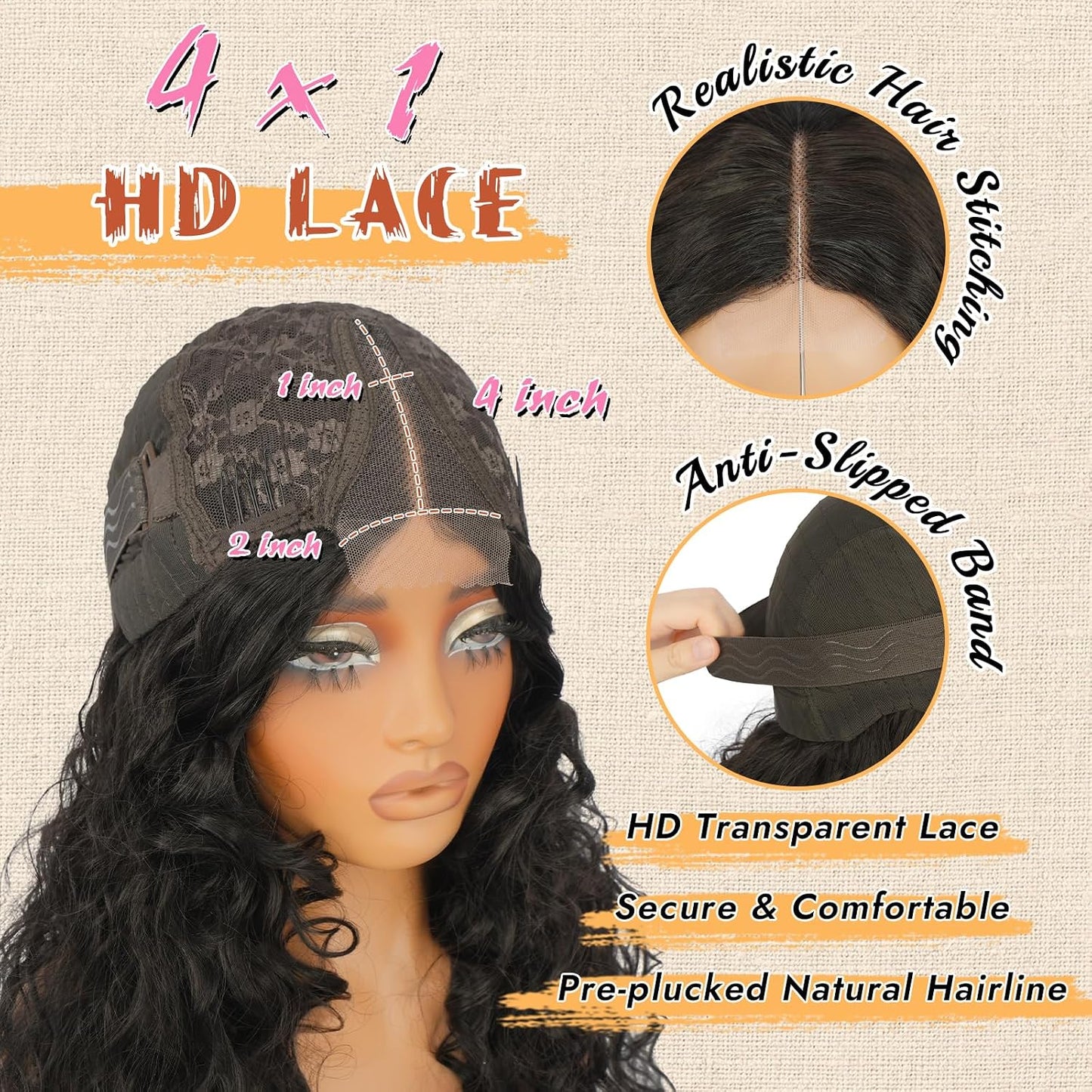 Brown Lace Front Wigs for Women - Natural Hairline, Long Wavy Curly, 21 Inch | Glueless & Beginner Friendly