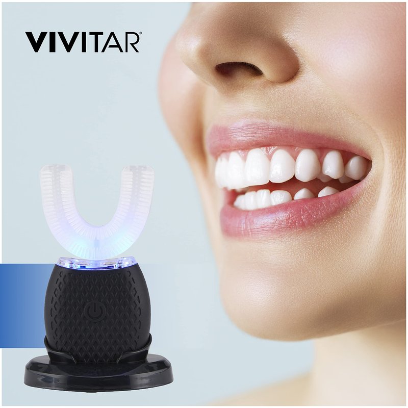 Vivitar Whitening Toothbrush, Ultrasonic U-Shaped Electric Toothbrush for Adults, Automatic, Rechargeable, Washable, and Perfect for Travel and Home Use with 360° Whole Mouth Cleaning and 4 Modes