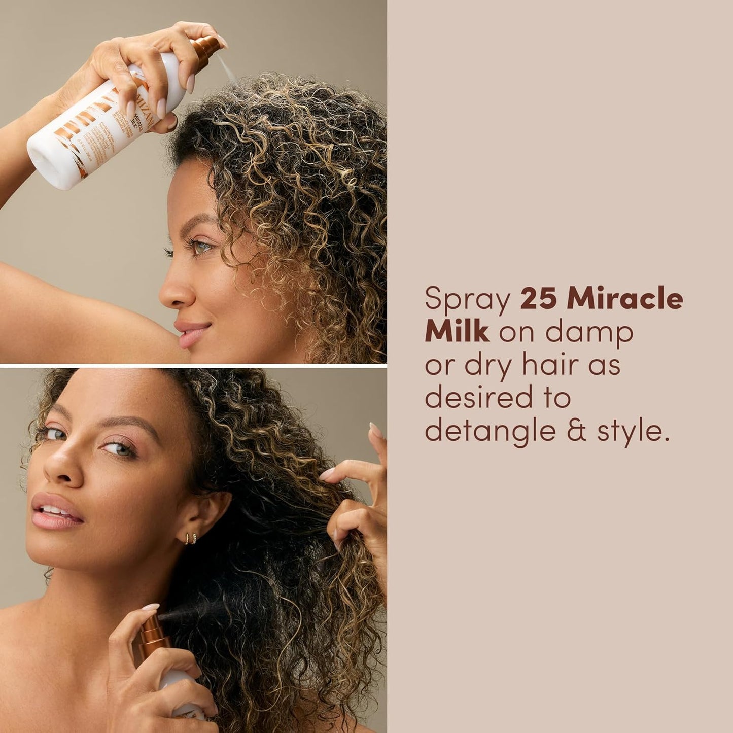 Mizani 25 Benefit Miracle Milk - Leave-In Conditioner for Curly Hair | Coconut Oil, Anti-Frizz, Paraben-Free