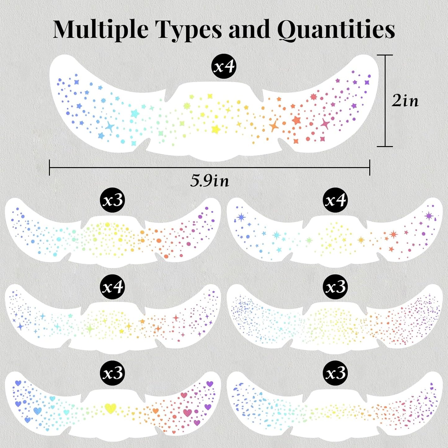 Glitter Freckles Makeup Patches - Holographic Face Glitter Speckles | 24pcs Cute Sparkling Fake Freckles for Festivals