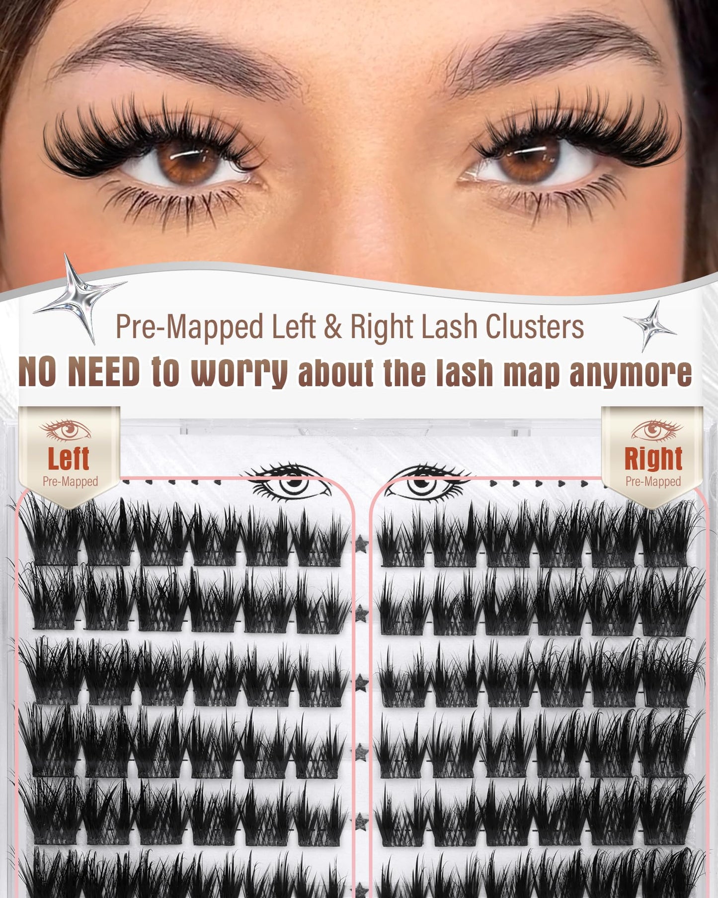Cat Eye Lash Clusters Kit Manga Eyelash Cluster Kit Cat Eye Lashes Wispy Cluster Eyelash Extensions Pre-Mapped Anime Cat Eye Individual Lashes Kit With Lash Bond&Seal, Lash Tweezers 10-18MM by Zegaine
