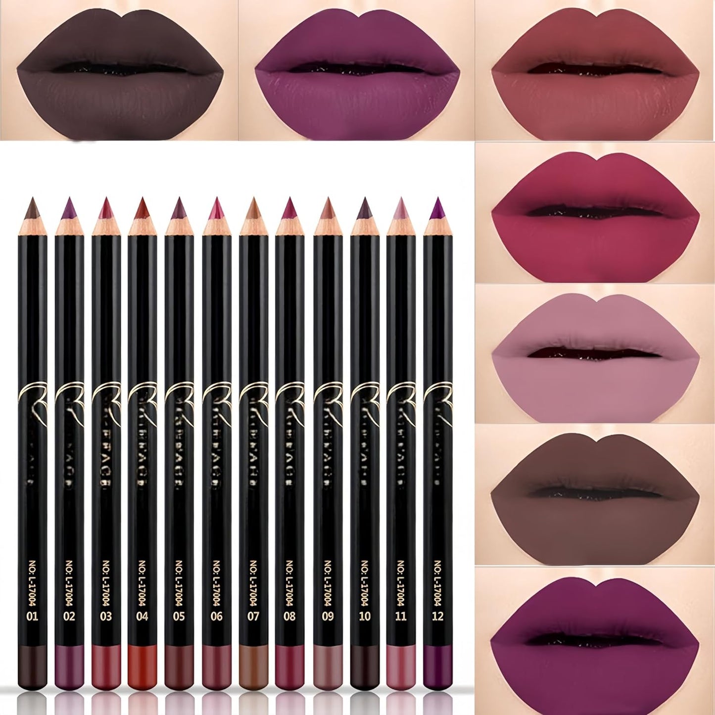 Matte Lip Liner Set - 12 Classic Colors | Highly Pigmented, Long-Lasting & Waterproof