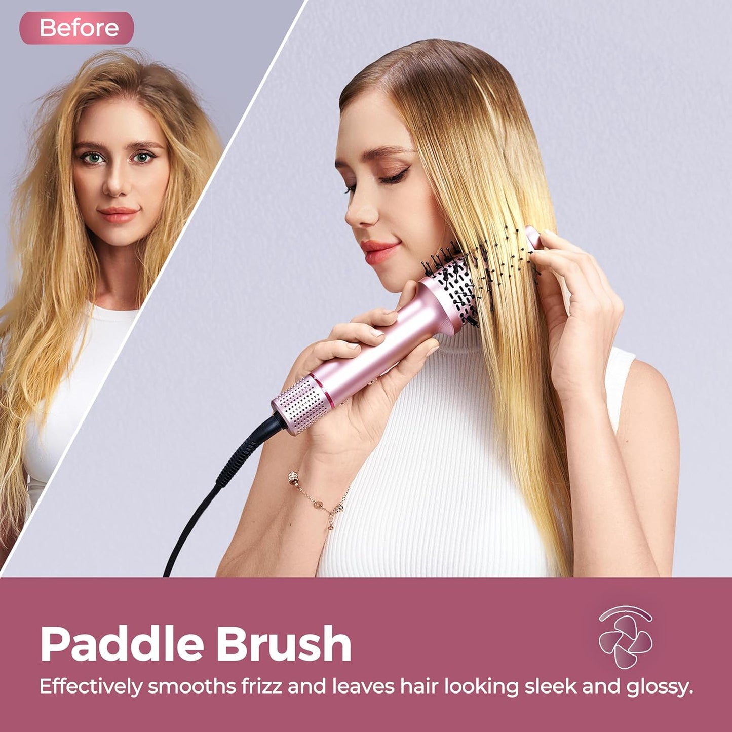 Ionic Hair Dryer Brush - 3 in 1 Hot Air Brush for Faster Drying & Styling | Lightweight Volumizer with Negative Ions